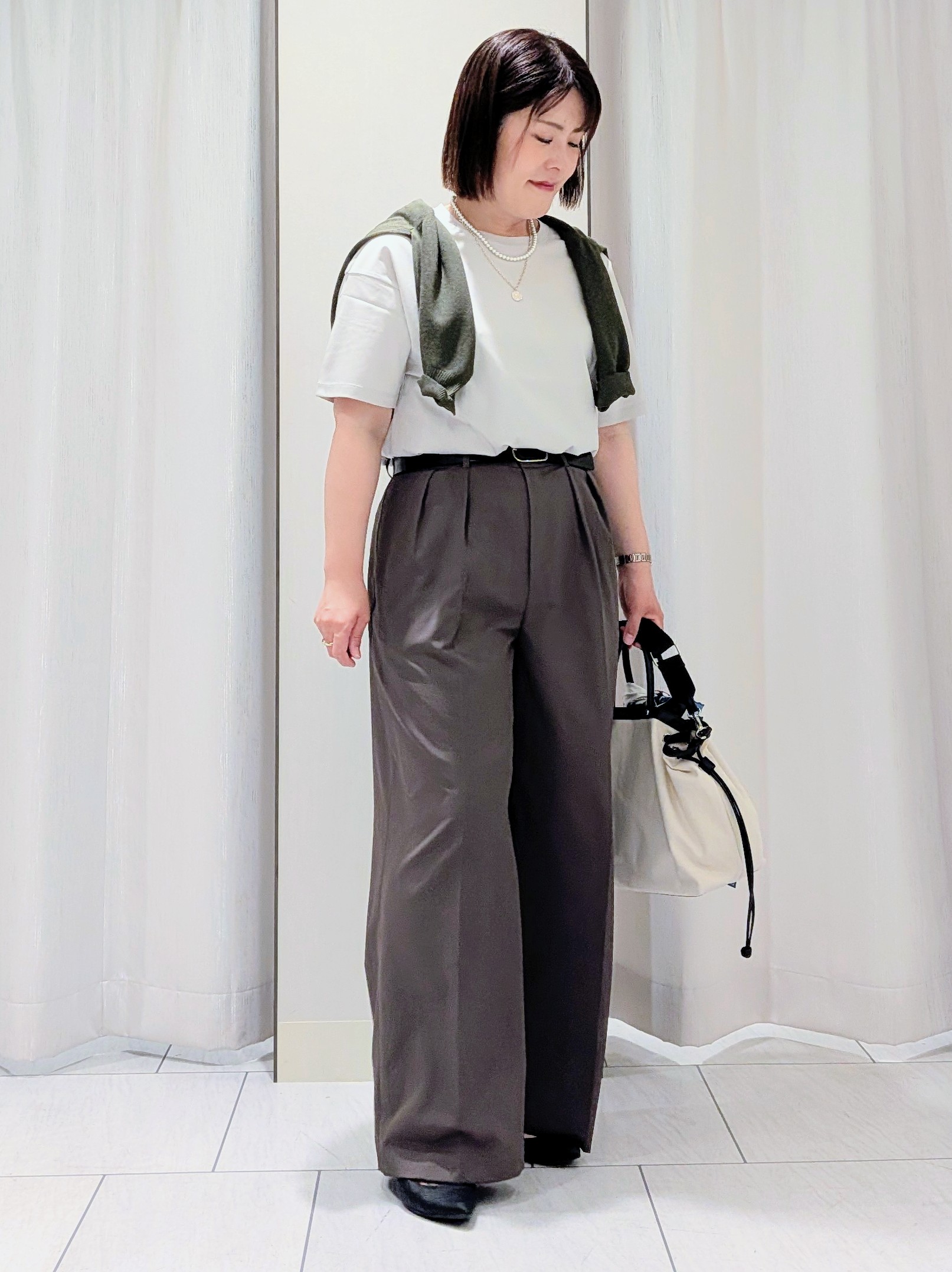 Onumaさんの「UNTITLED｜【アンサンブル可/シアー】リネンエステルカーディガン」を使ったコーディネート