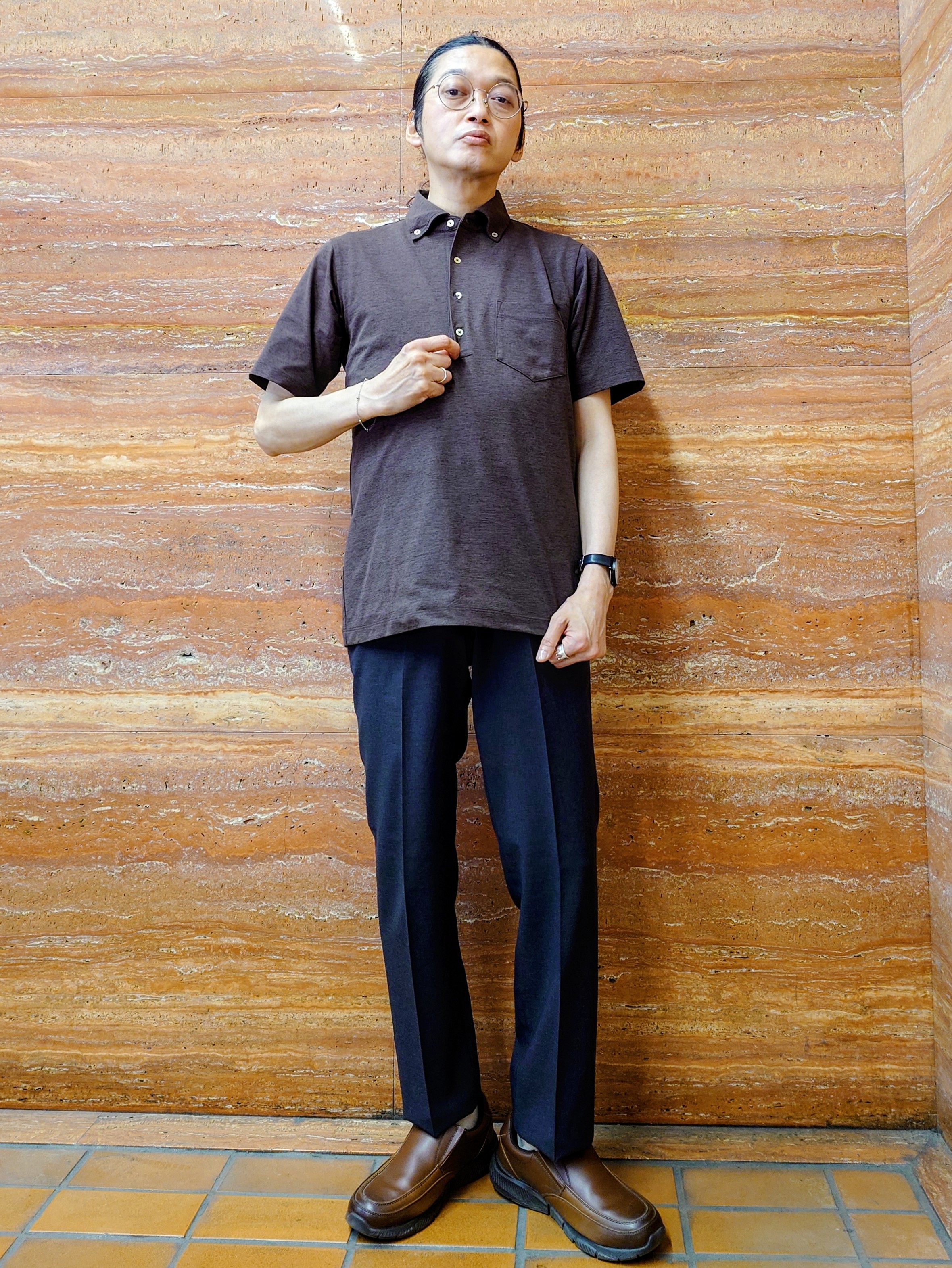 かしげるさんの「TAKEO KIKUCHI｜【汗染み軽減/接触冷感】ビズ ポロシャツ」を使ったコーディネート