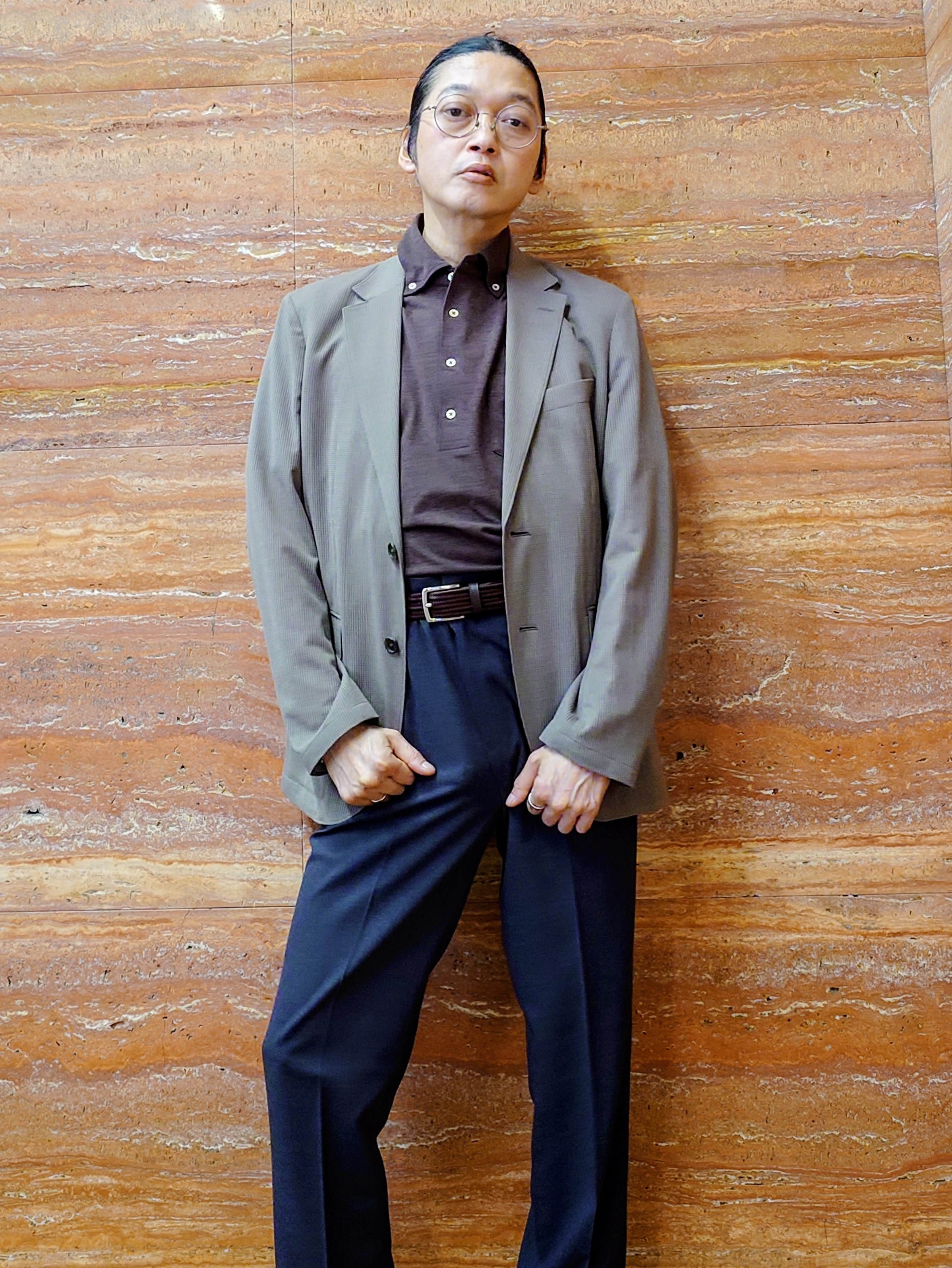 かしげるさんの「TAKEO KIKUCHI｜【汗染み軽減/接触冷感】ビズ ポロシャツ」を使ったコーディネート