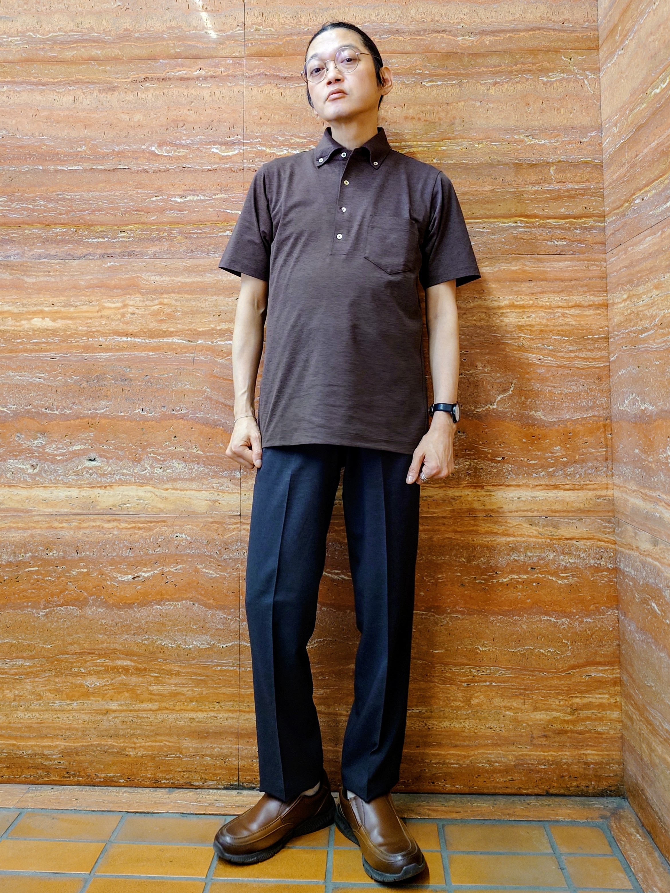 かしげるさんの「TAKEO KIKUCHI｜【汗染み軽減/接触冷感】ビズ ポロシャツ」を使ったコーディネート