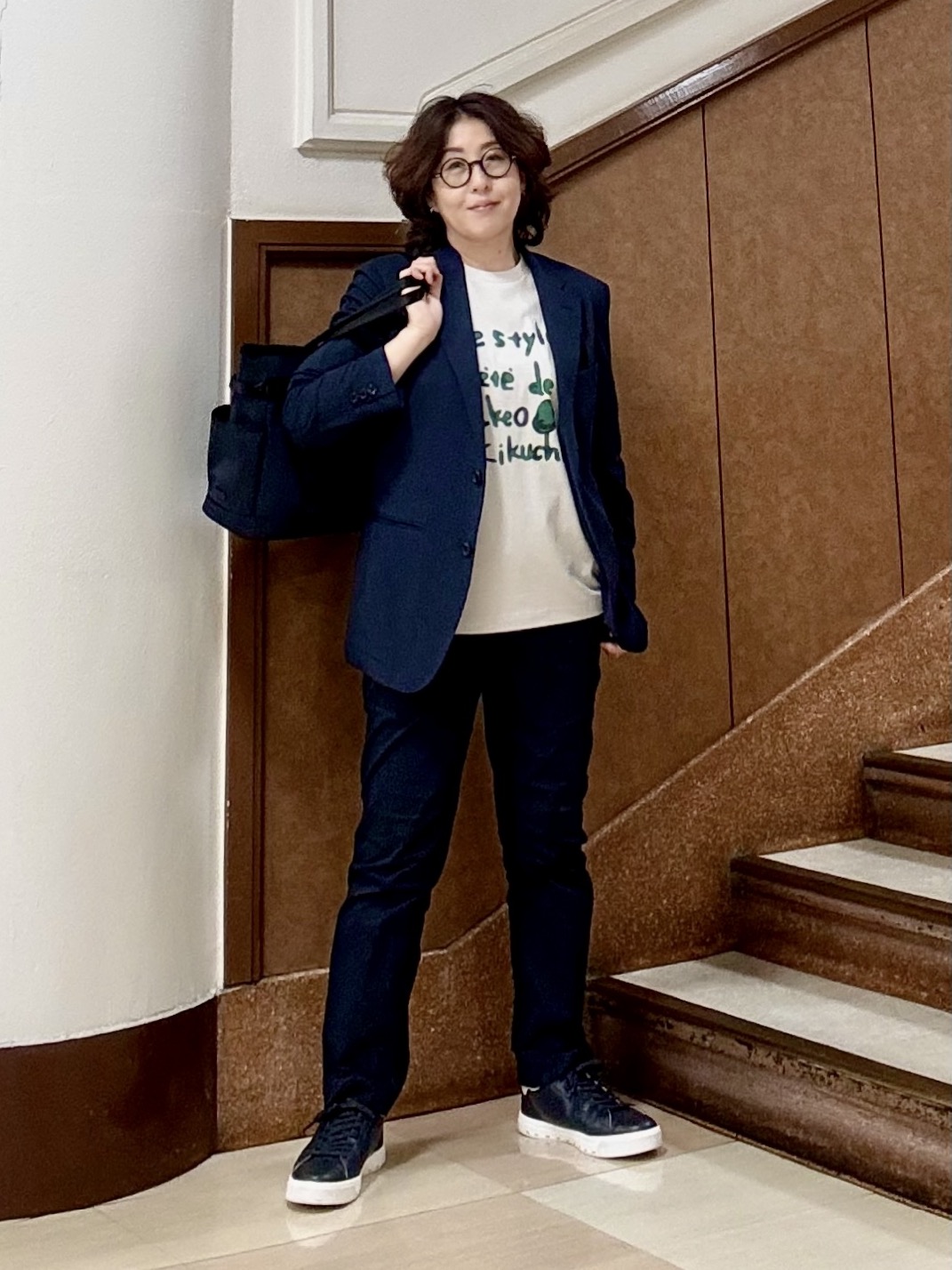のぐみさんの「TAKEO KIKUCHI｜水彩ペイント アートロゴTシャツ」を使ったコーディネート