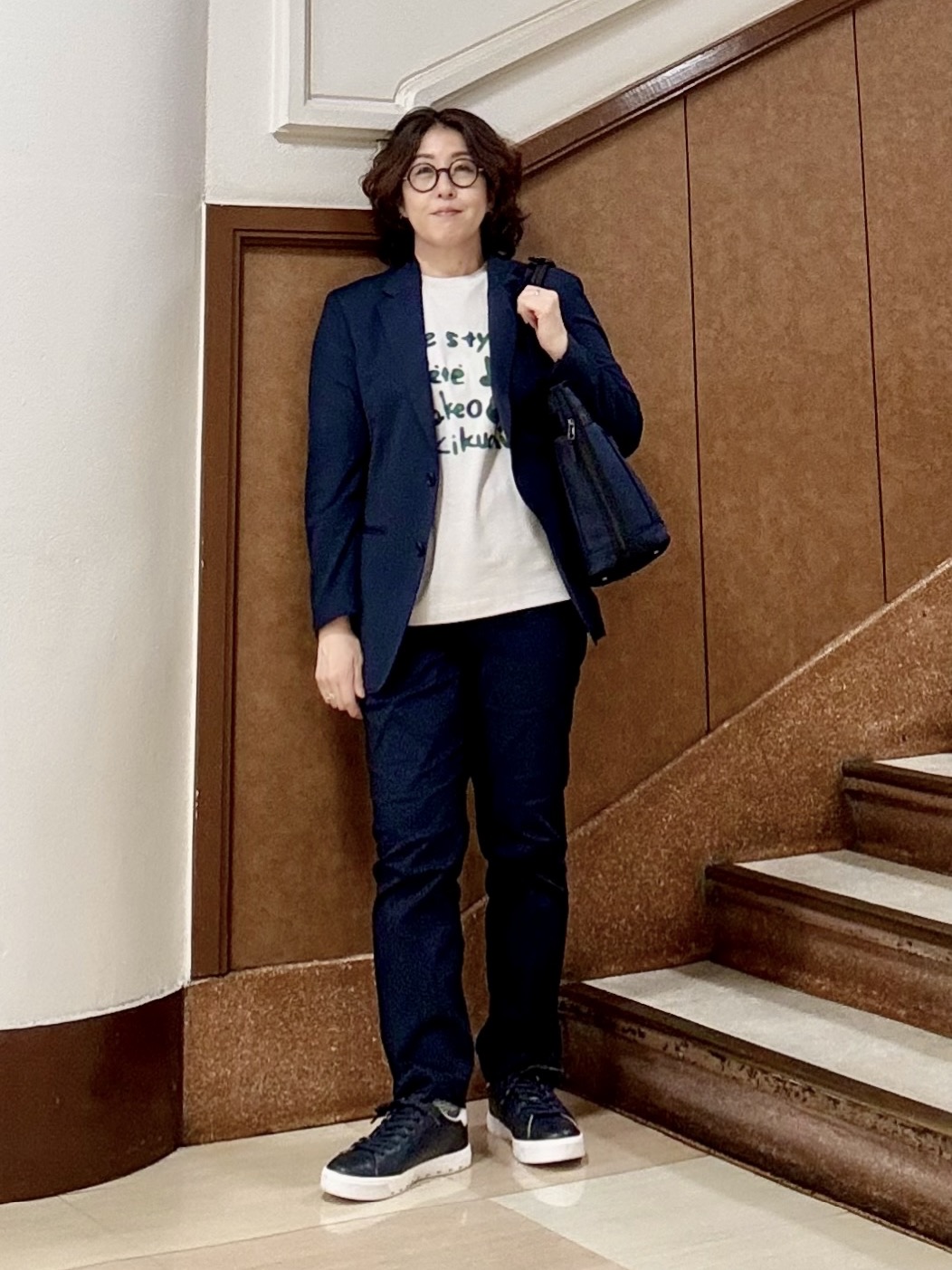 のぐみさんの「TAKEO KIKUCHI｜水彩ペイント アートロゴTシャツ」を使ったコーディネート