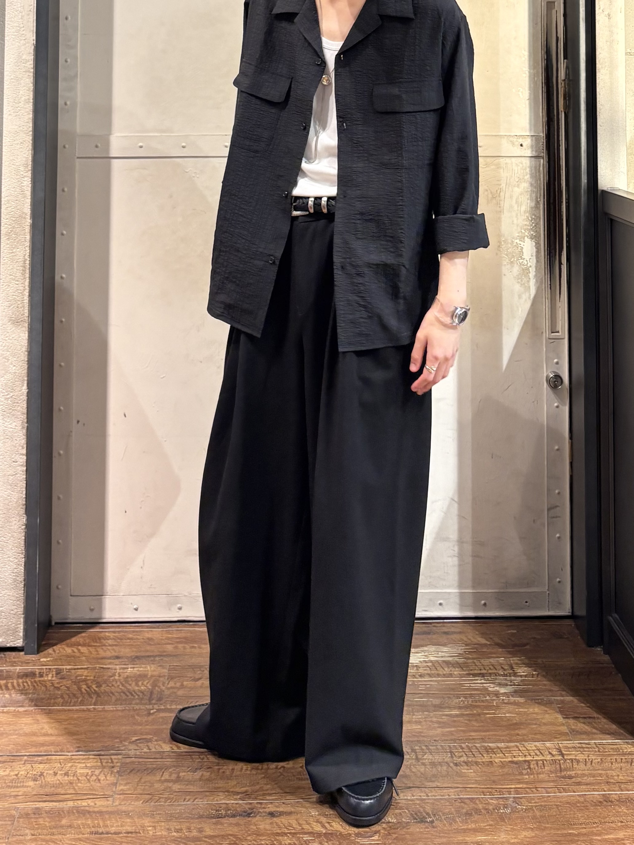Nさんの「tk.TAKEO KIKUCHI｜シアーストライプオープンカラーシャツ/とろみ/オーバーサイズ」を使ったコーディネート