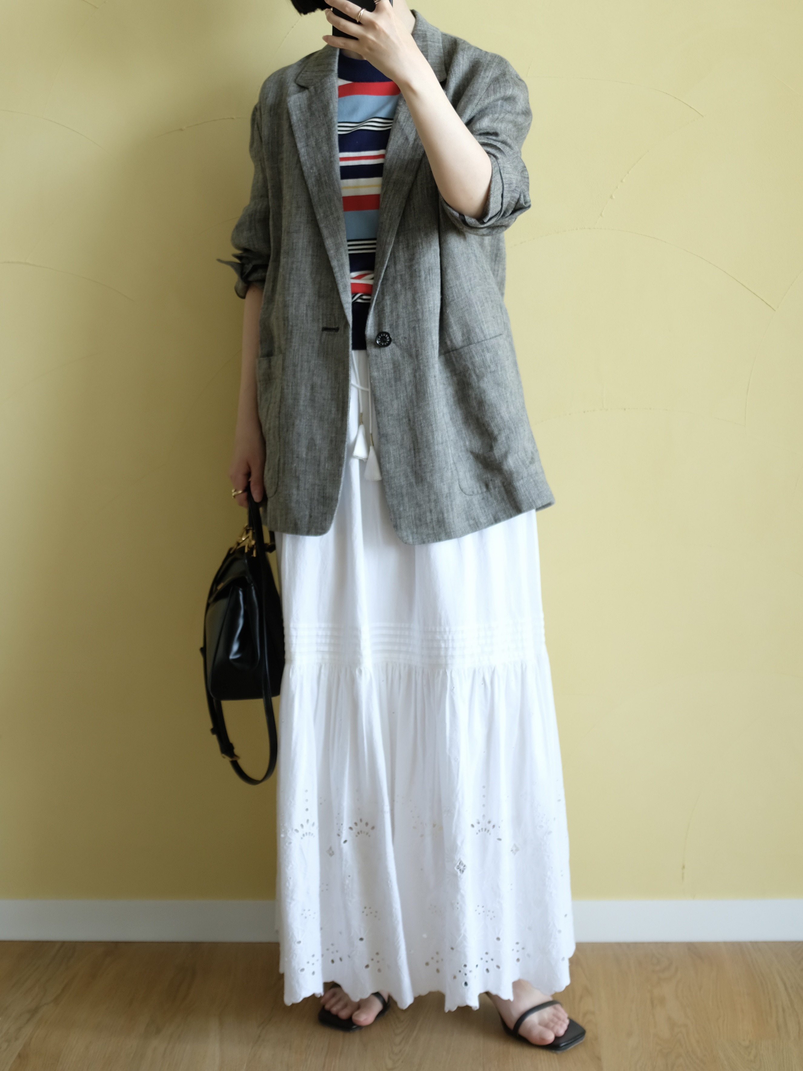 Kishimotoさんの「DRESSTERIOR｜◆【otonaMUSE5月号掲載】コットンシルクマルチボーダーニット」を使ったコーディネート