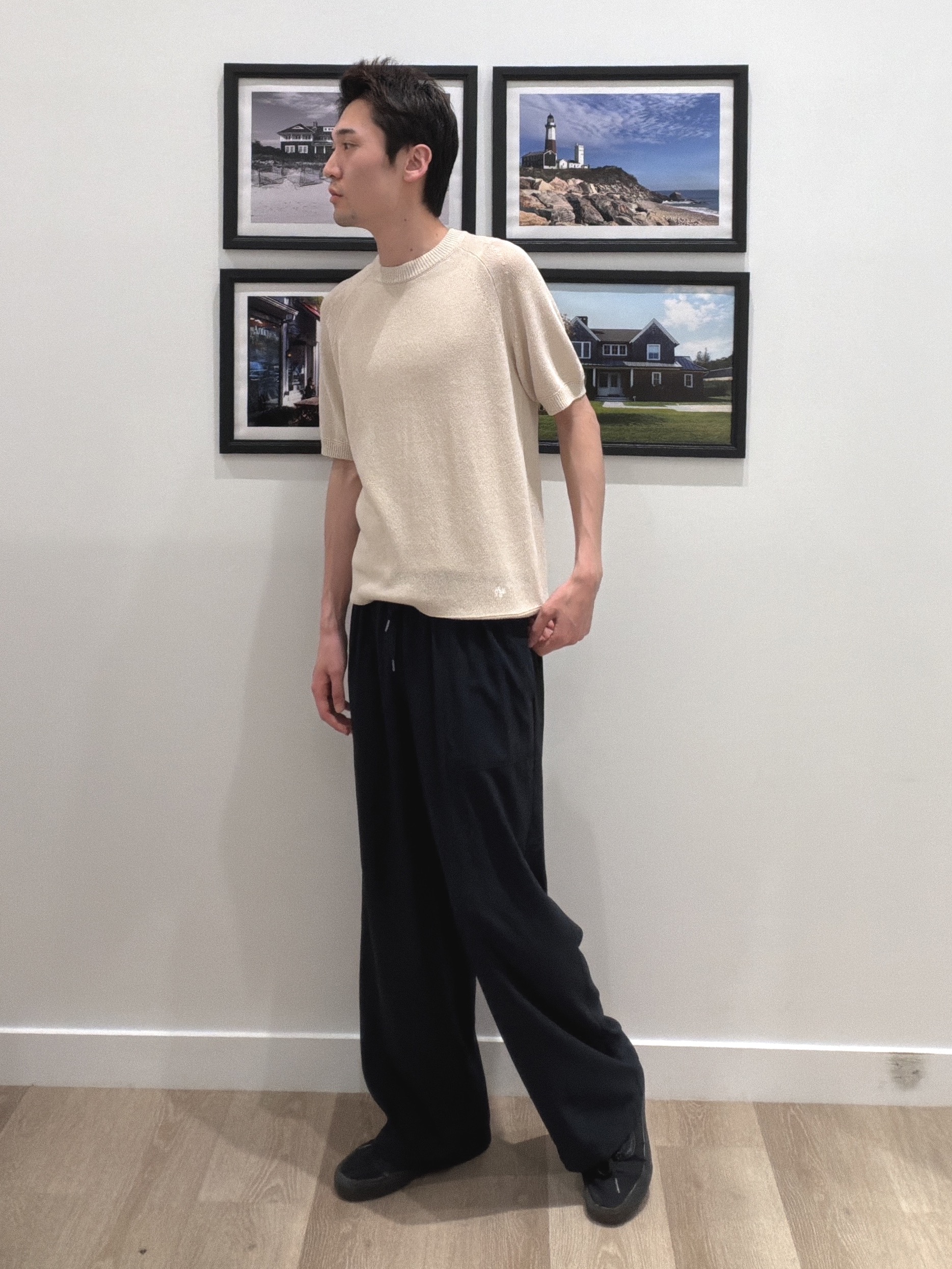 oikawaさんの「Dessin｜ペーパーブレンドニットTシャツ」を使ったコーディネート