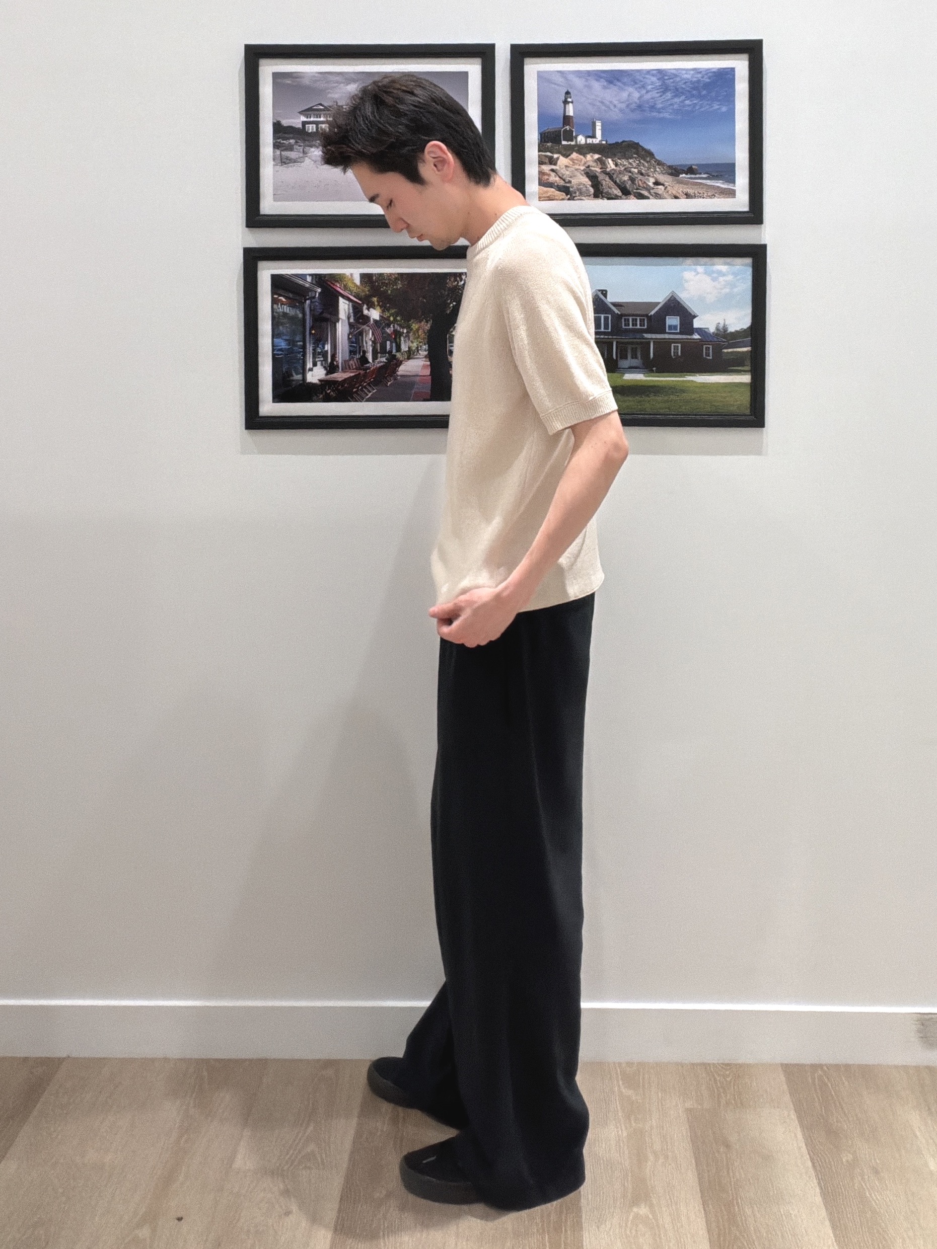 oikawaさんの「Dessin｜ペーパーブレンドニットTシャツ」を使ったコーディネート