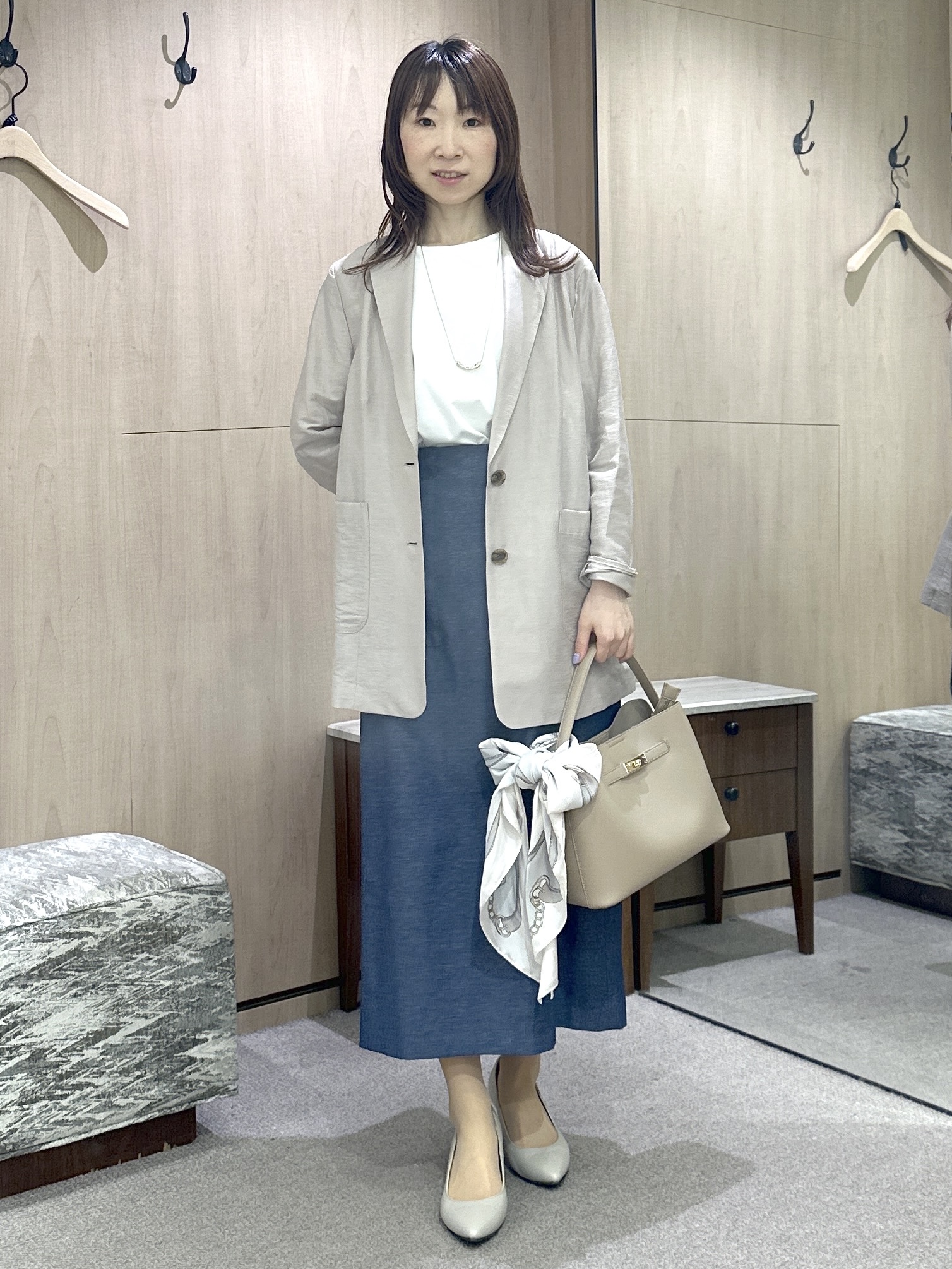 Miwaさんの「UNTITLED｜◆【程よいシアー感/洗える】エアリーバイオジャケット」を使ったコーディネート