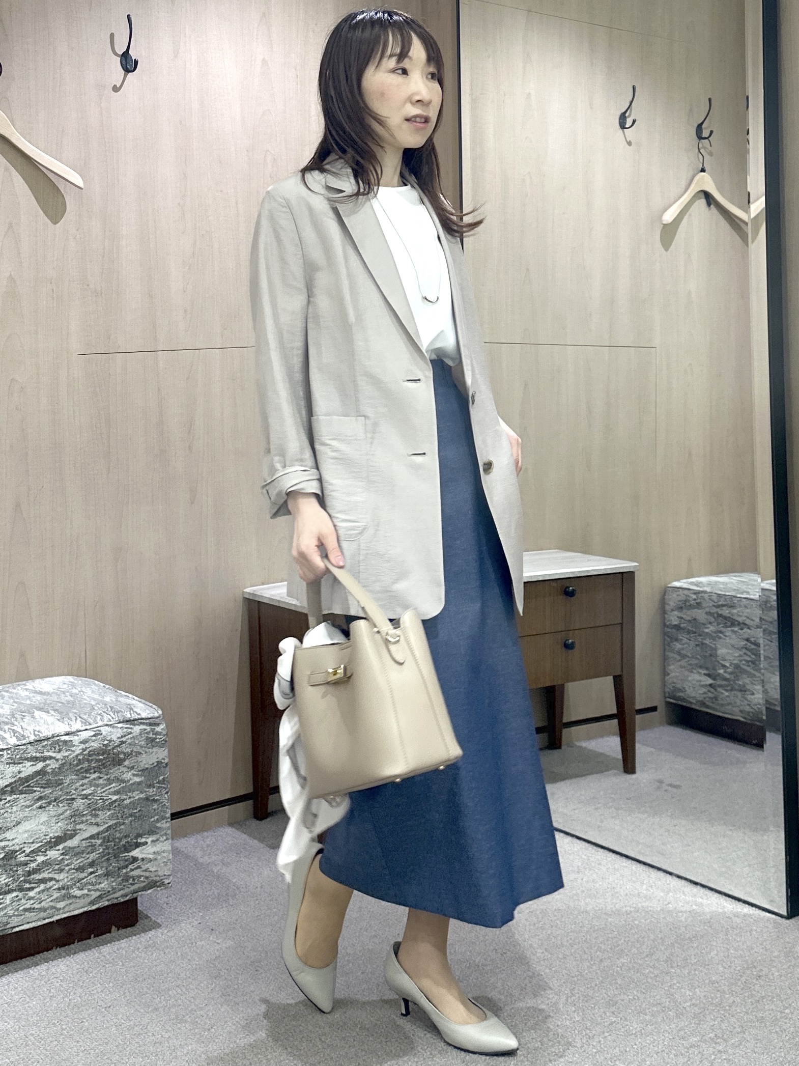 Miwaさんの「UNTITLED｜◆【程よいシアー感/洗える】エアリーバイオジャケット」を使ったコーディネート