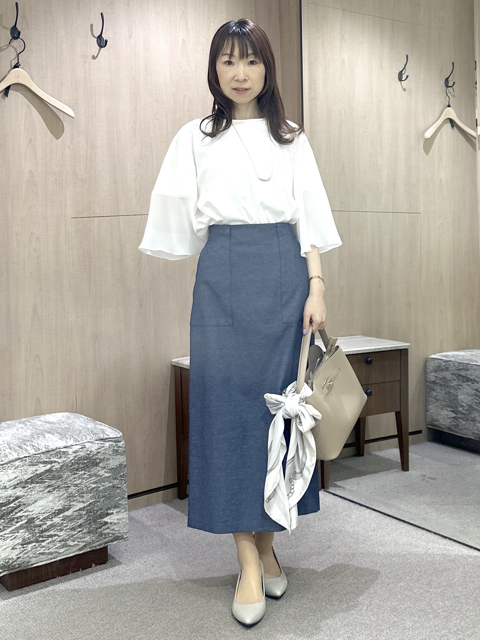 Miwaさんの「UNTITLED｜【洗える/華奢見え】袖シアープルオーバー」を使ったコーディネート