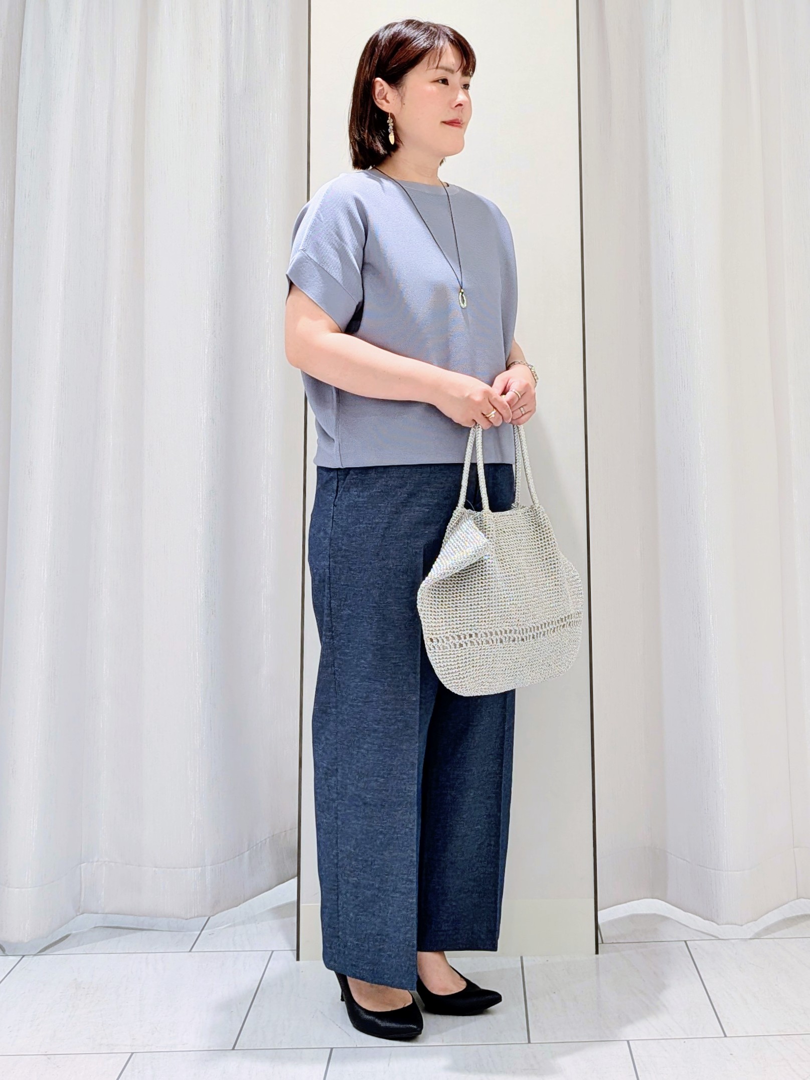 Onumaさんの「UNTITLED｜【11色展開/体型カバー】前後2WAYフレンチスリーブニット」を使ったコーディネート