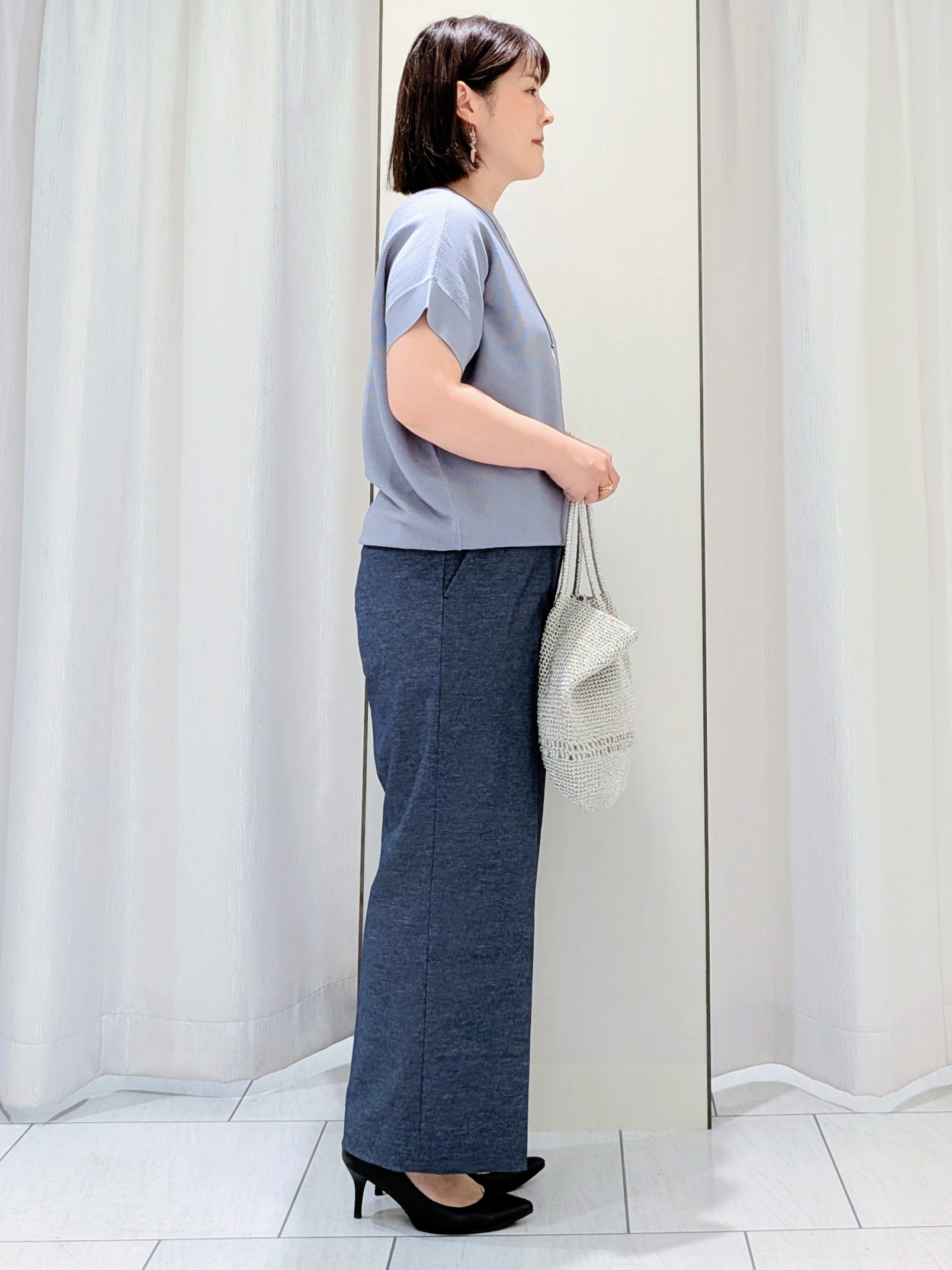 Onumaさんの「UNTITLED｜【11色展開/体型カバー】前後2WAYフレンチスリーブニット」を使ったコーディネート