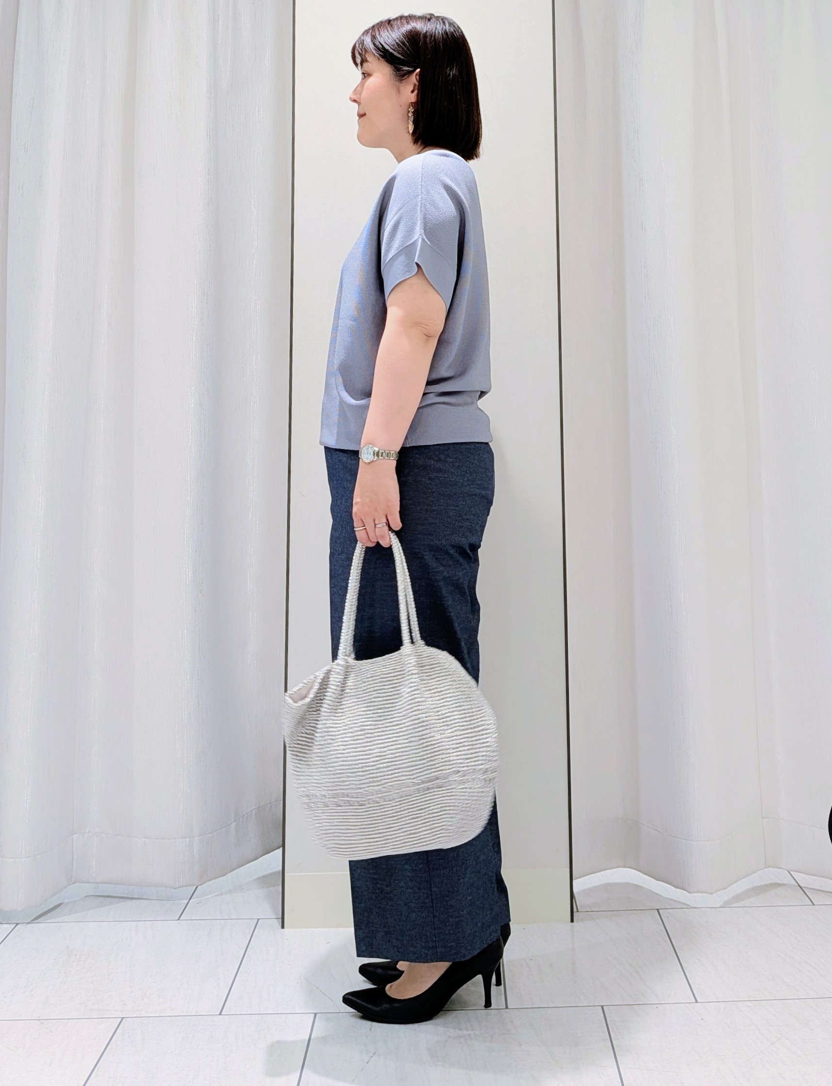 Onumaさんの「UNTITLED｜【11色展開/体型カバー】前後2WAYフレンチスリーブニット」を使ったコーディネート