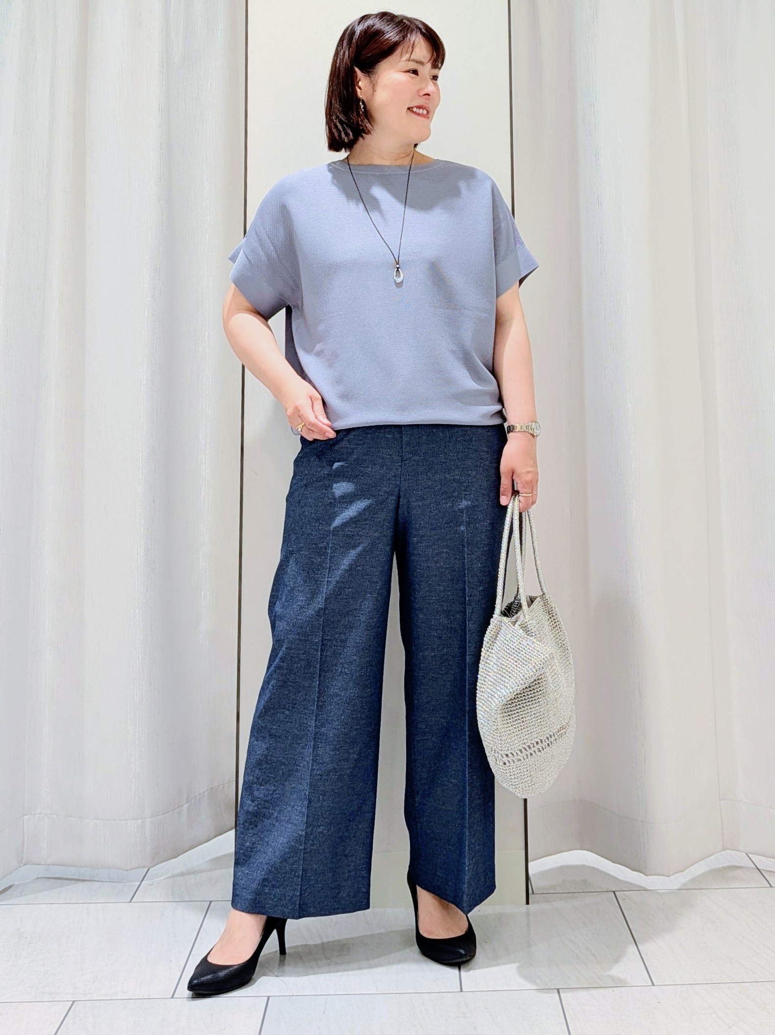 Onumaさんの「UNTITLED｜【11色展開/体型カバー】前後2WAYフレンチスリーブニット」を使ったコーディネート