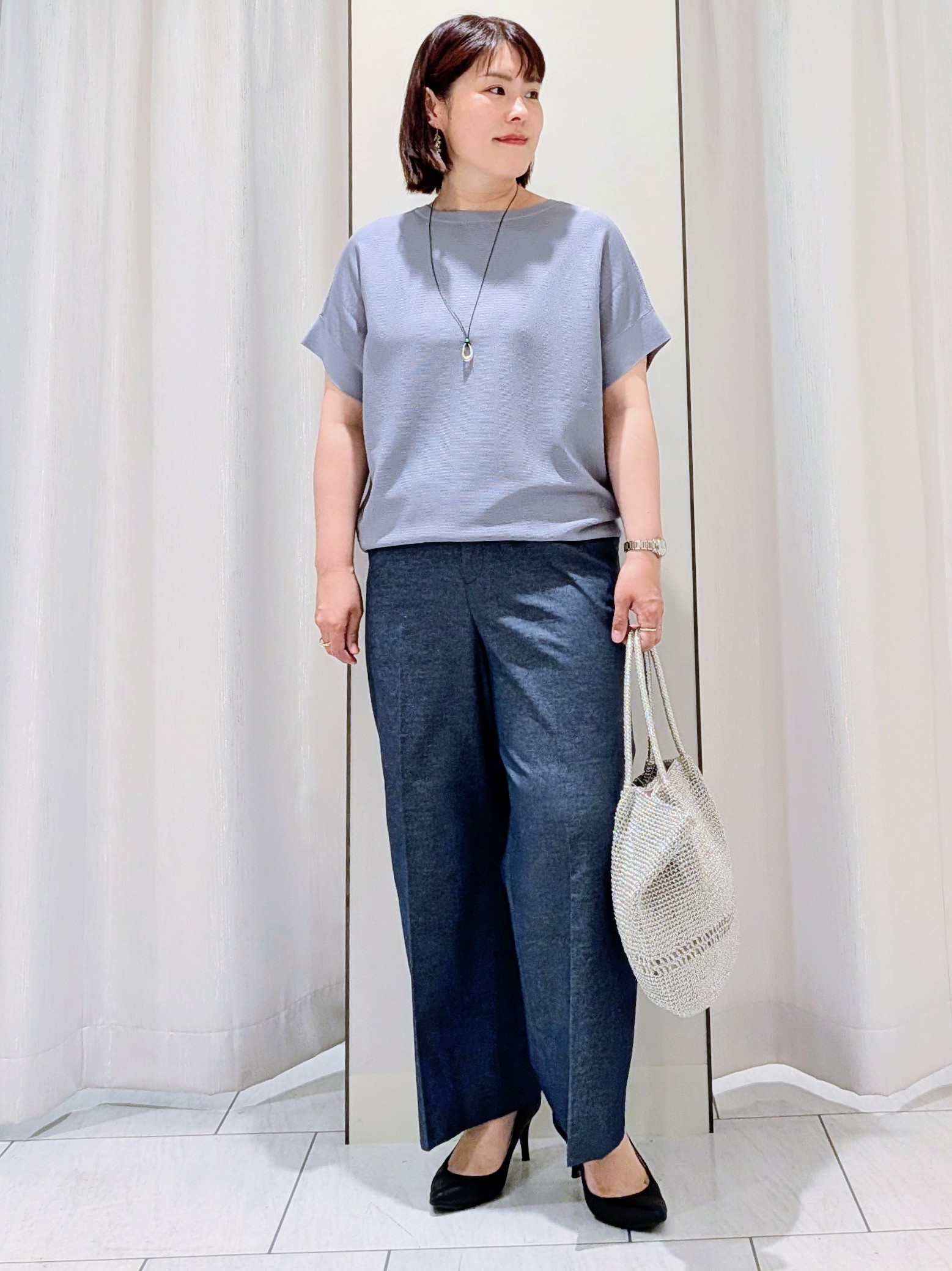 Onumaさんの「UNTITLED｜【11色展開/体型カバー】前後2WAYフレンチスリーブニット」を使ったコーディネート