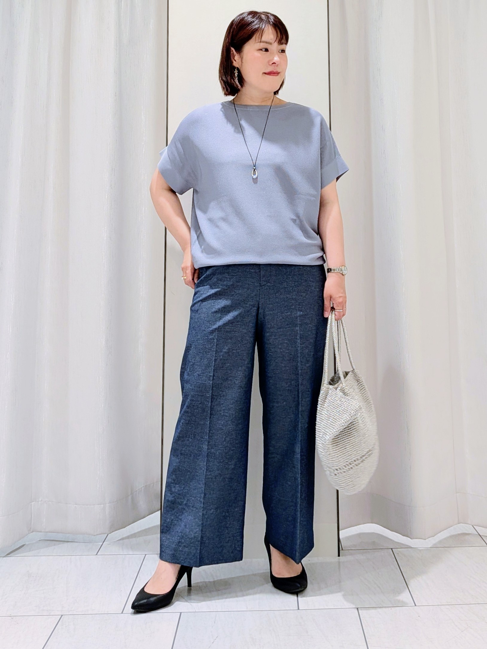 Onumaさんの「UNTITLED｜【11色展開/体型カバー】前後2WAYフレンチスリーブニット」を使ったコーディネート
