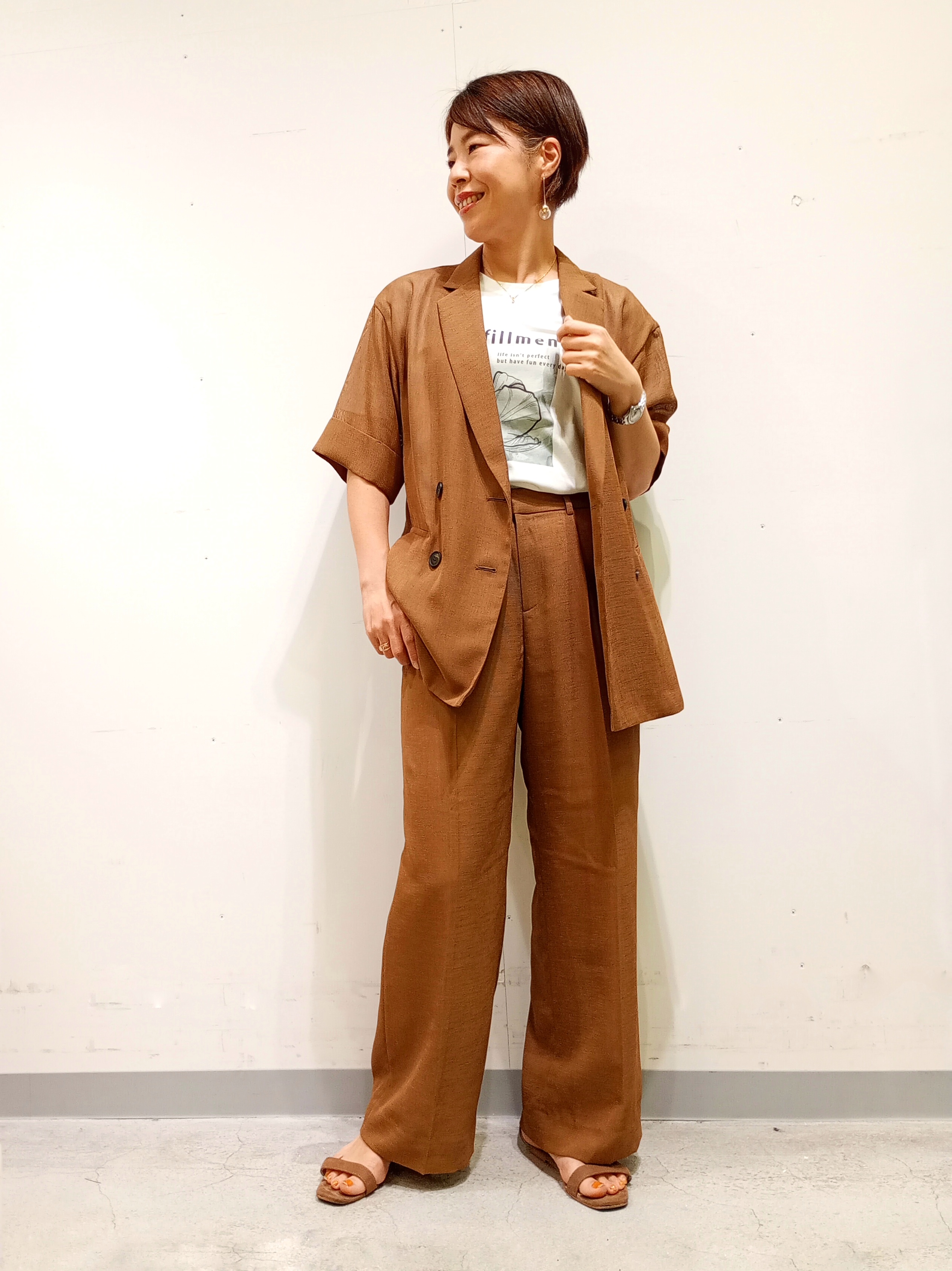 Kさんの「INDIVI｜【洗える／メッシュ素材／SETUP可能】半袖シアージャケット」を使ったコーディネート