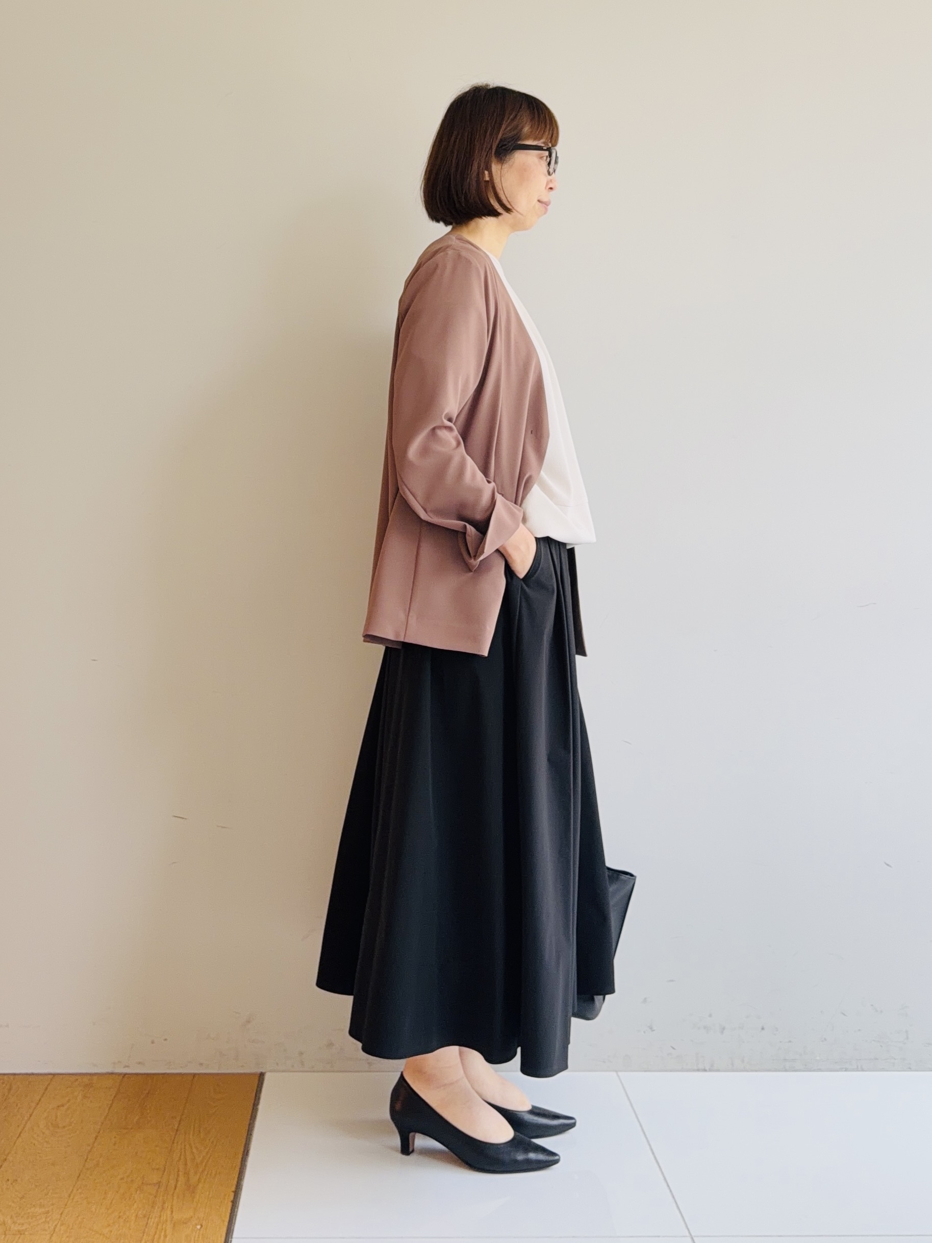 murayamaさんの「INDIVI｜【接触冷感／透湿／着る日傘】ノーカラージャケット」を使ったコーディネート
