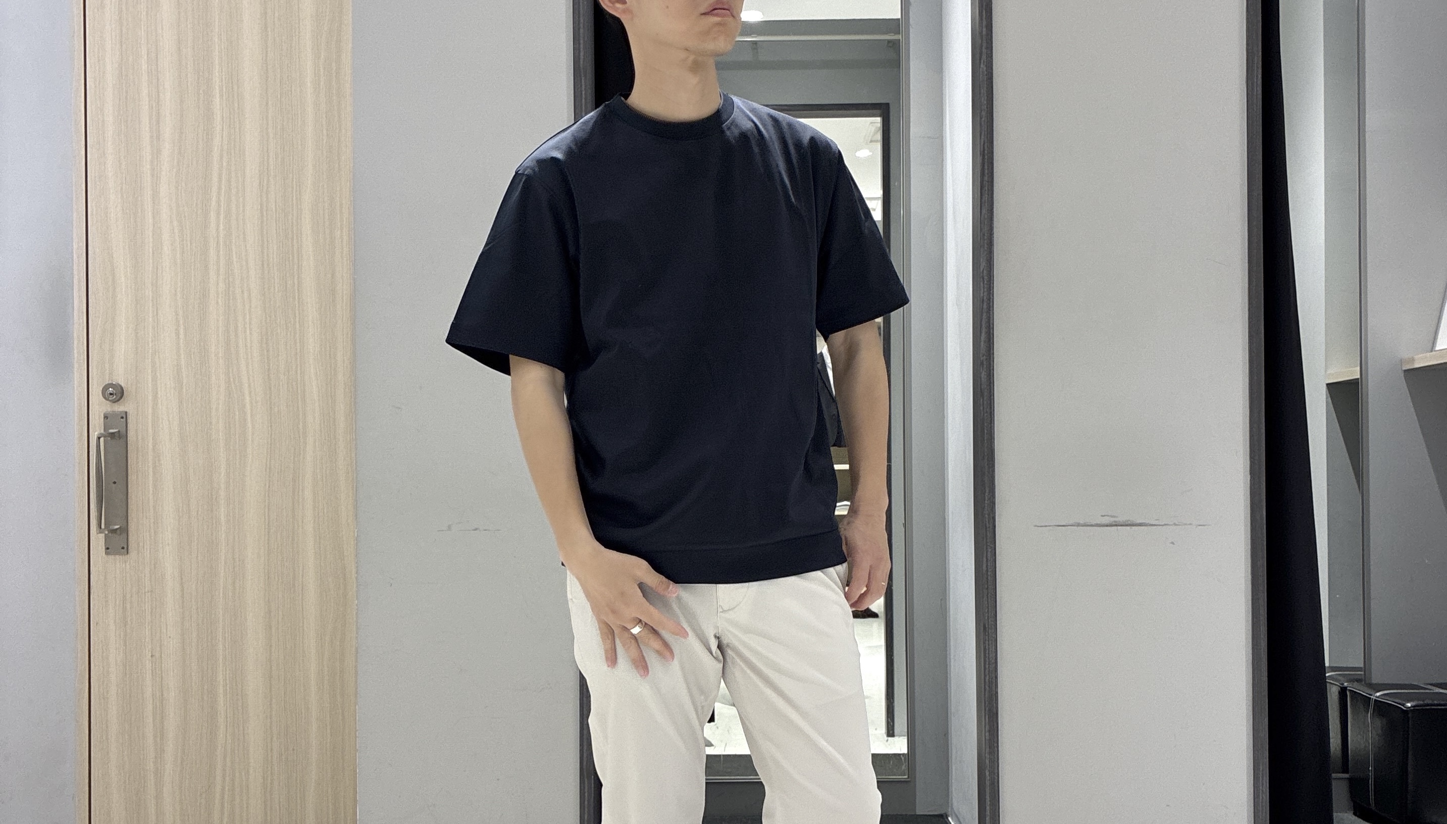 わいずみさんの「TAKEO KIKUCHI｜【通気性】トリコットサッカー 7分袖シャツ」を使ったコーディネート