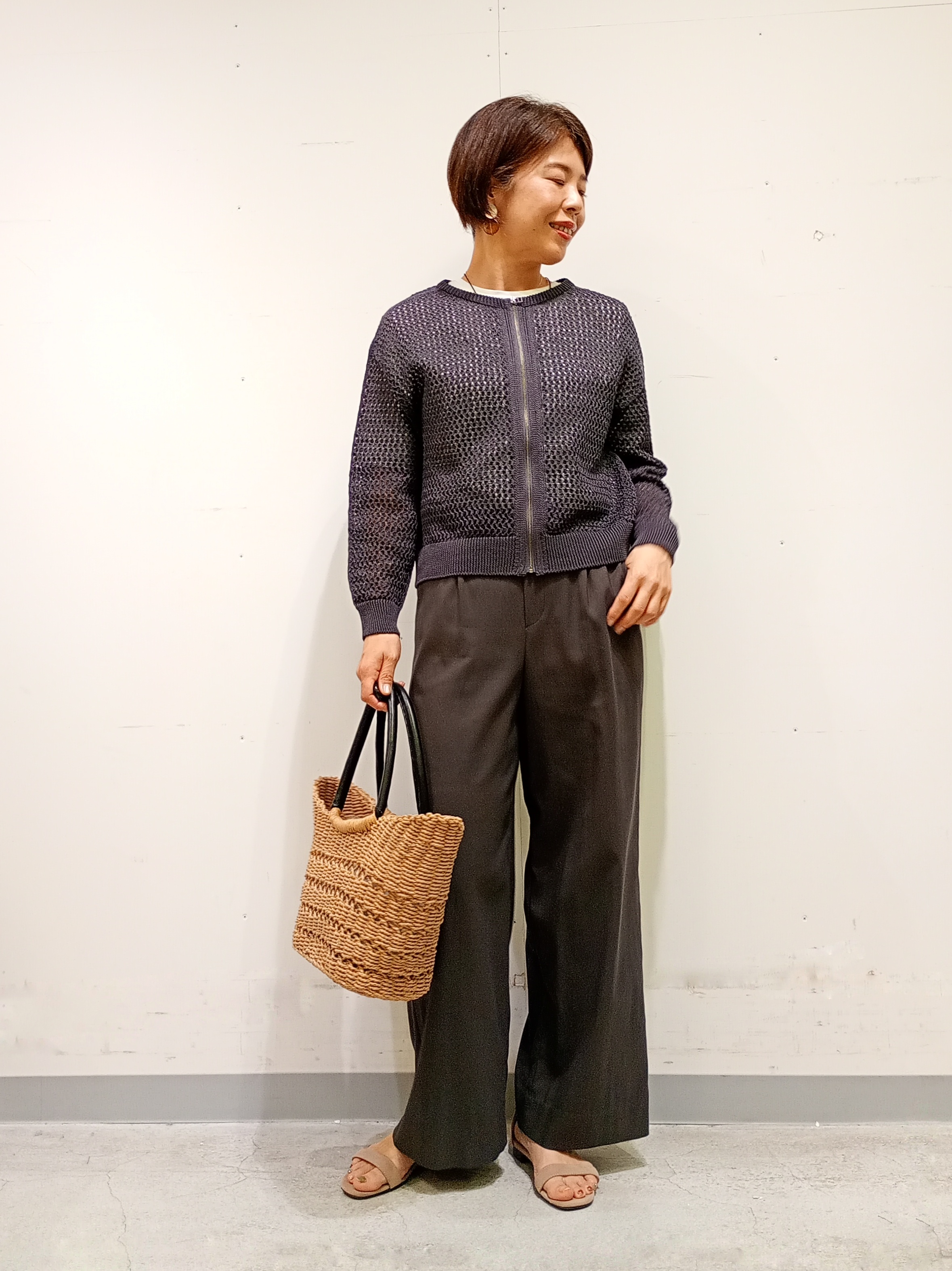 Kさんの「INDIVI｜【洗える／コットン】メッシュジップニットカーディガン」を使ったコーディネート