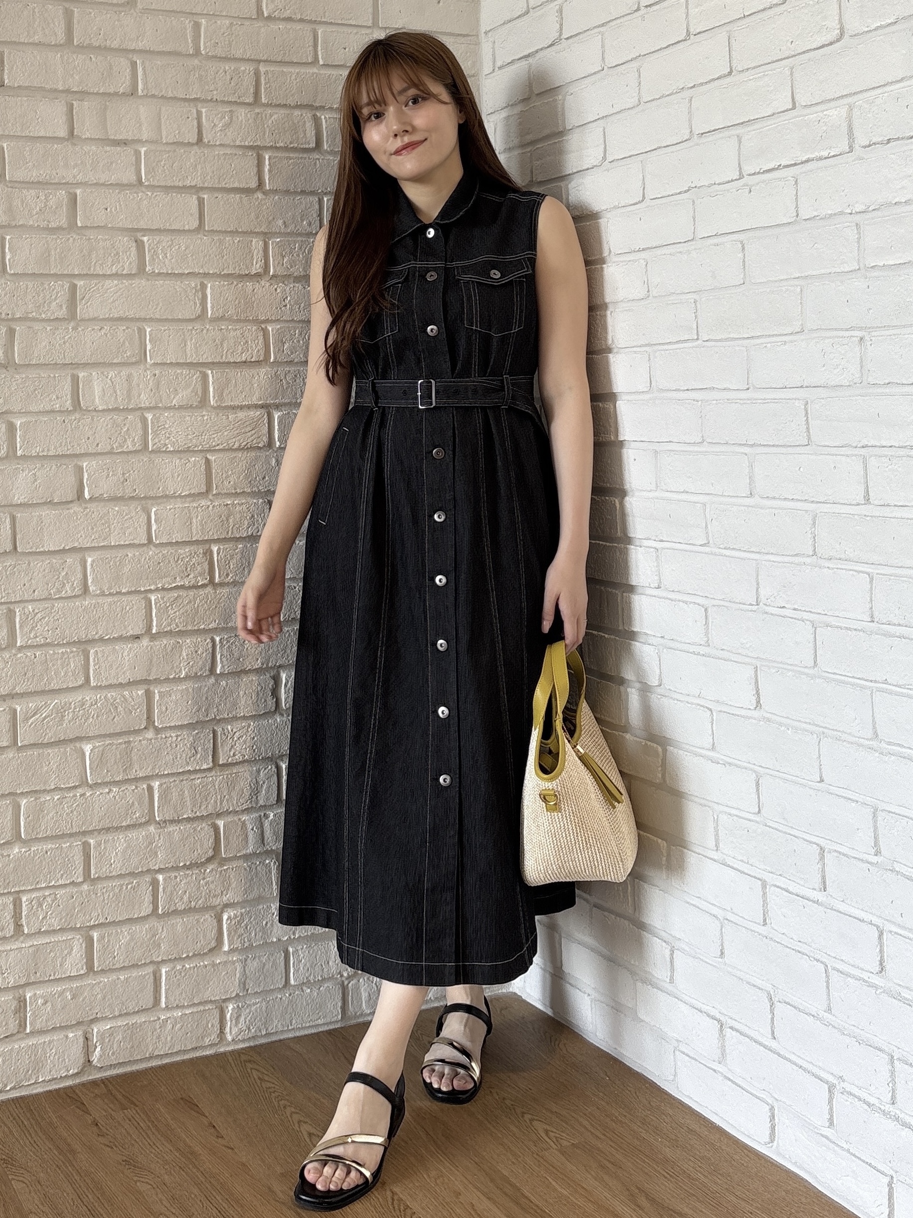 sayaさんの「grove｜大人気！デニムフレアワンピース」を使ったコーディネート