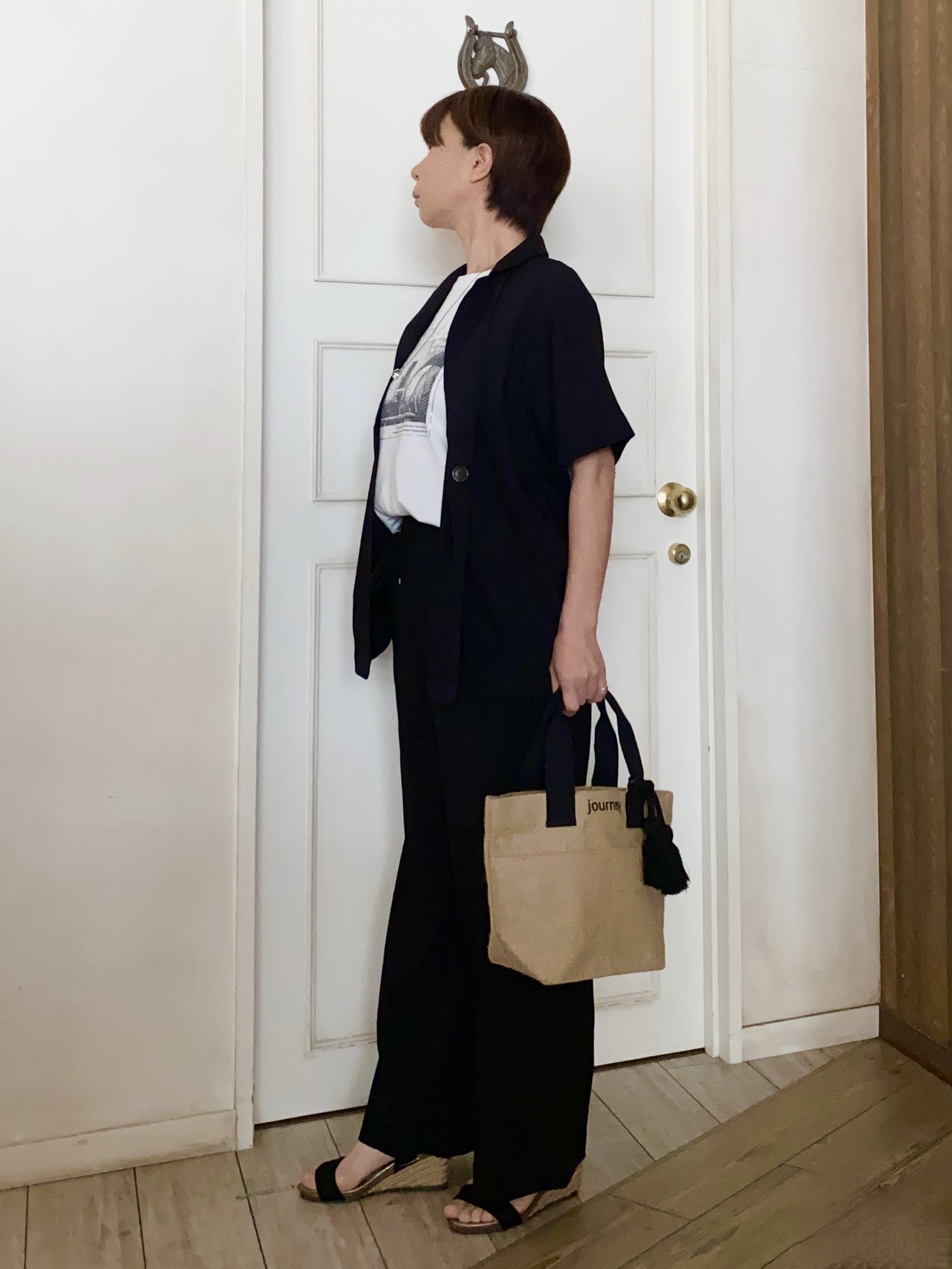 WAさんの「SHOO･LA･RUE｜【高レビュー/洗濯機可/セットアップ可】軽凛(かろりん) 半袖ジャケット」を使ったコーディネート
