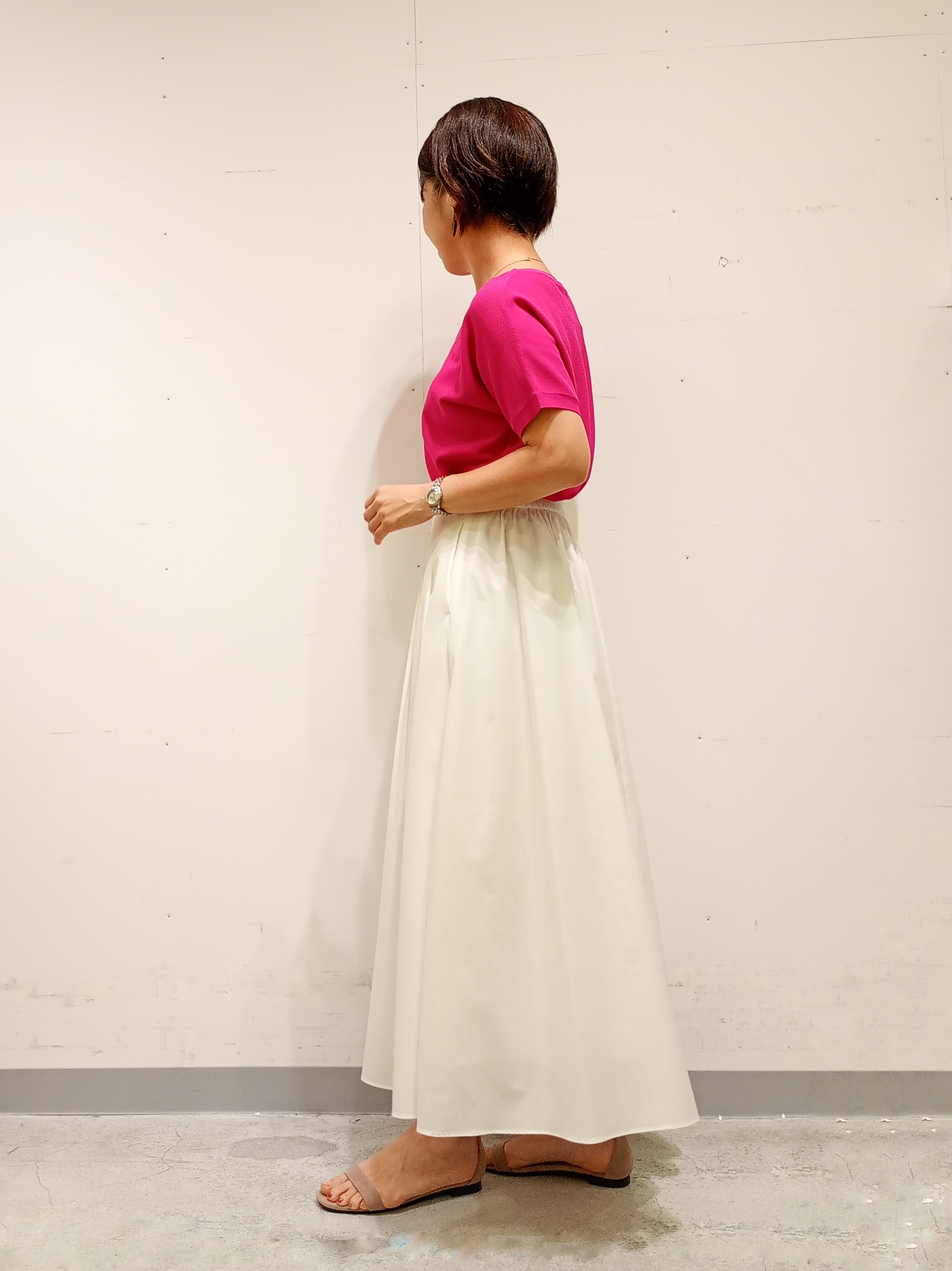 Kさんの「INDIVI｜【洗える】ガーター編みVネックニットT」を使ったコーディネート