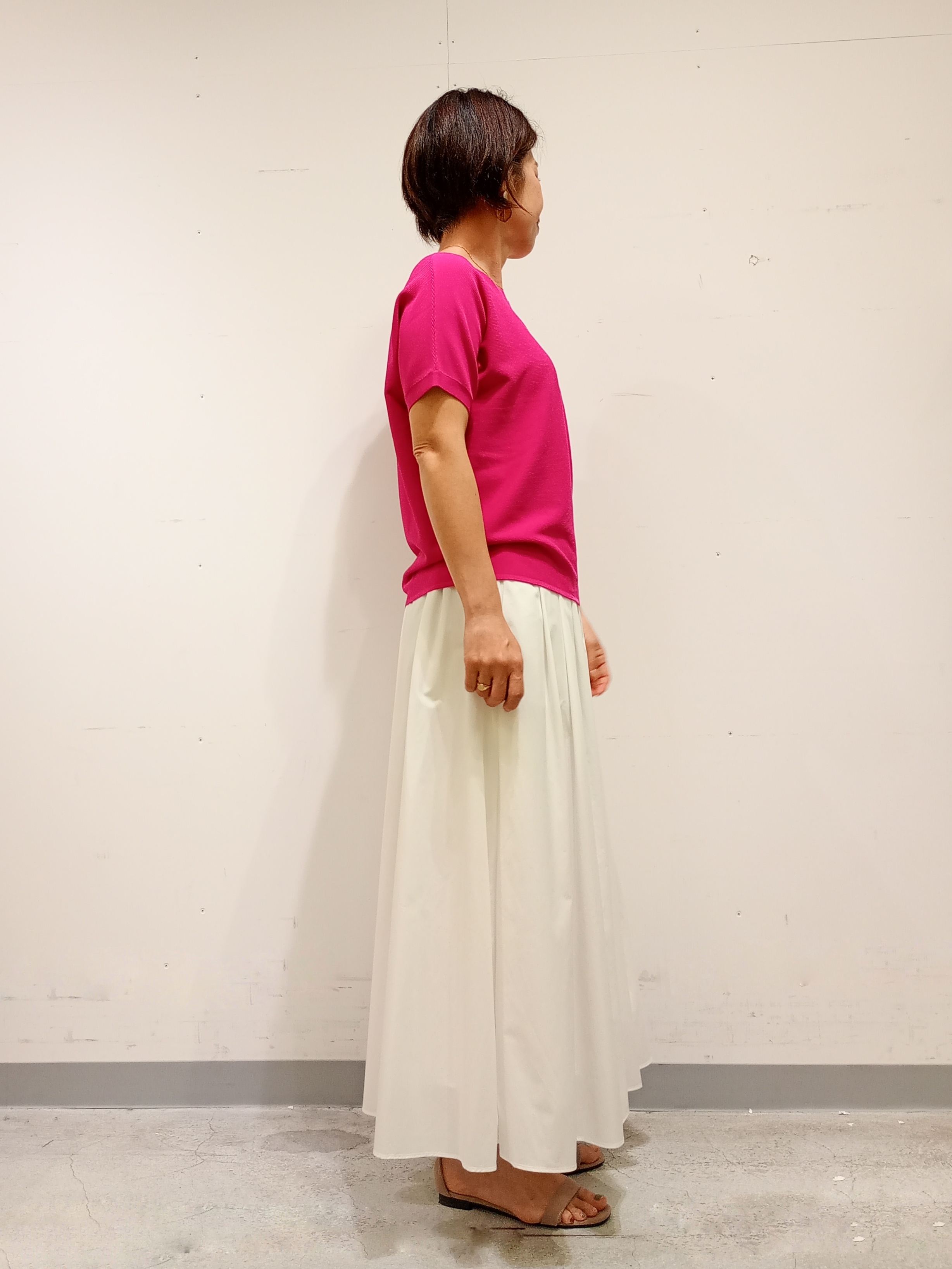 Kさんの「INDIVI｜【洗える】ガーター編みVネックニットT」を使ったコーディネート
