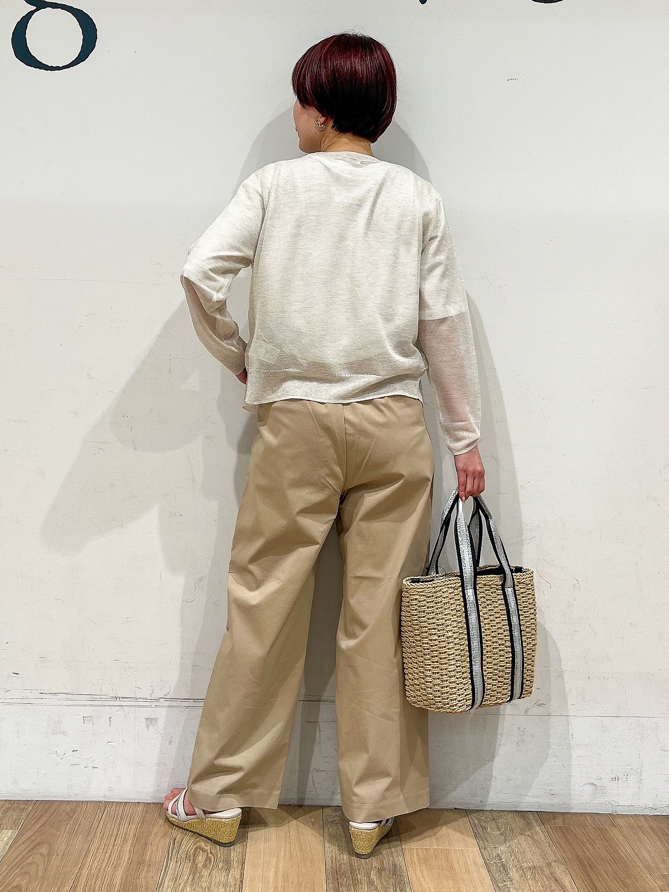 山さんさんの「grove｜高評価！【洗える/名品】大人の透け感、シアーカーディガン」を使ったコーディネート
