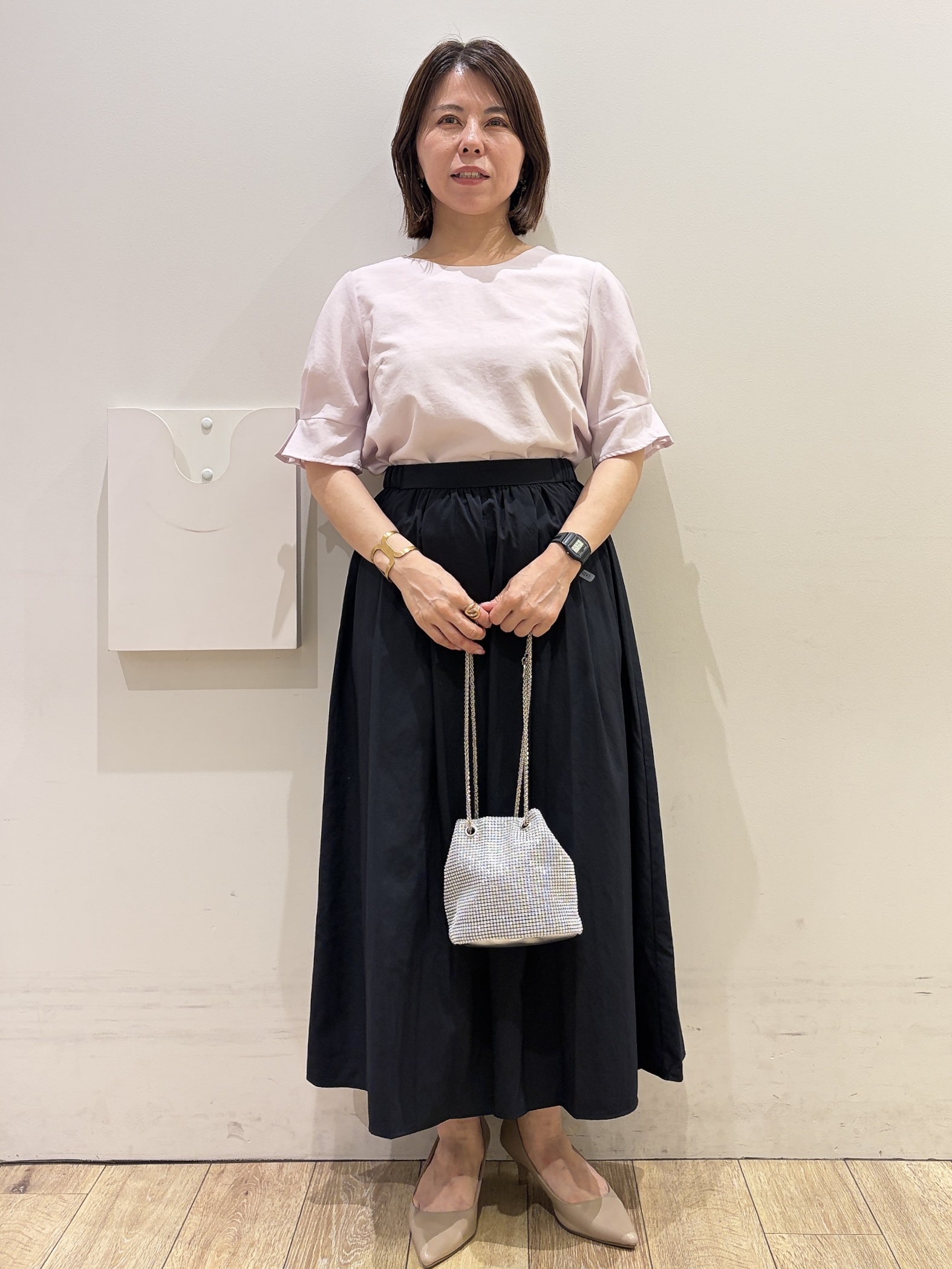 YUKOさんの「index｜【接触冷感／吸水速乾】タックパフスリーブブラウス《防シワ／洗濯機OK／XS～3L／8col》」を使ったコーディネート