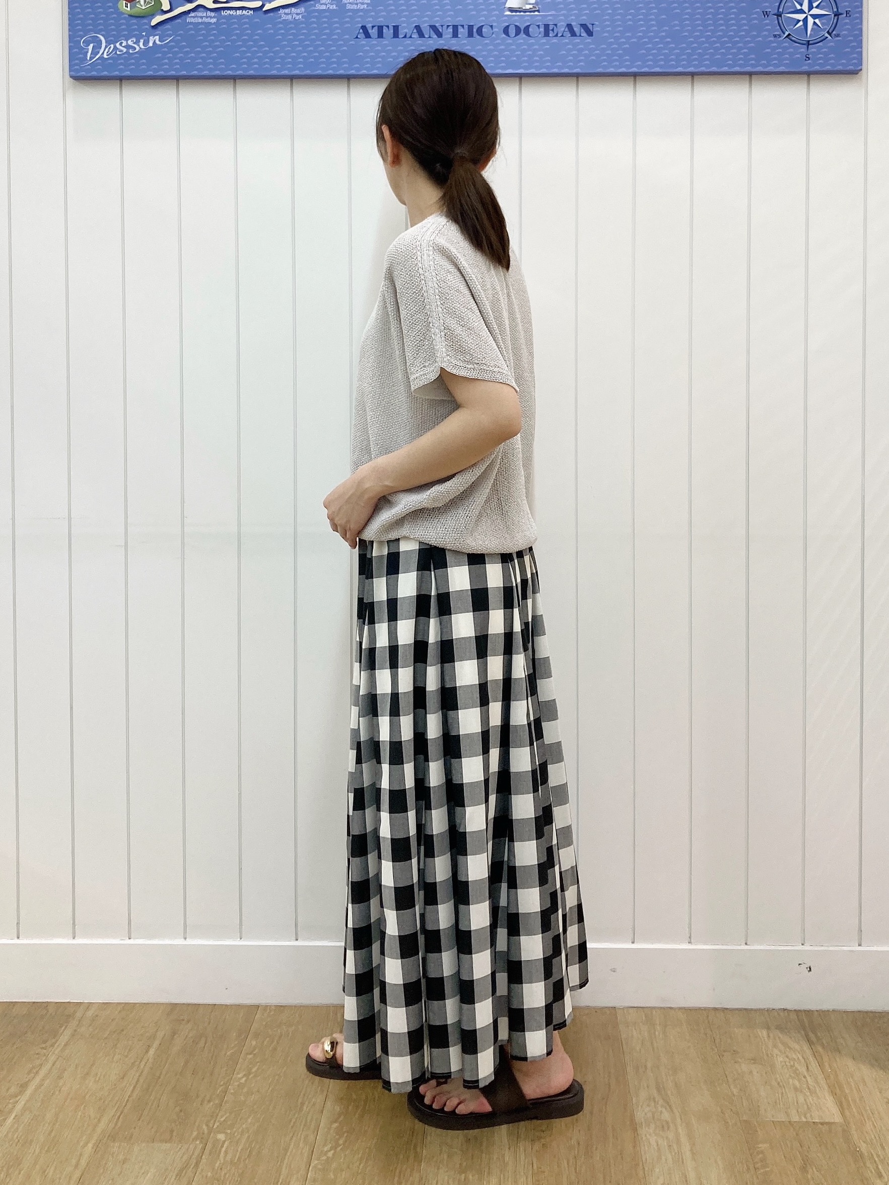 yoshiさんの「Dessin｜【洗える】透かし編みデザインニット半袖」を使ったコーディネート