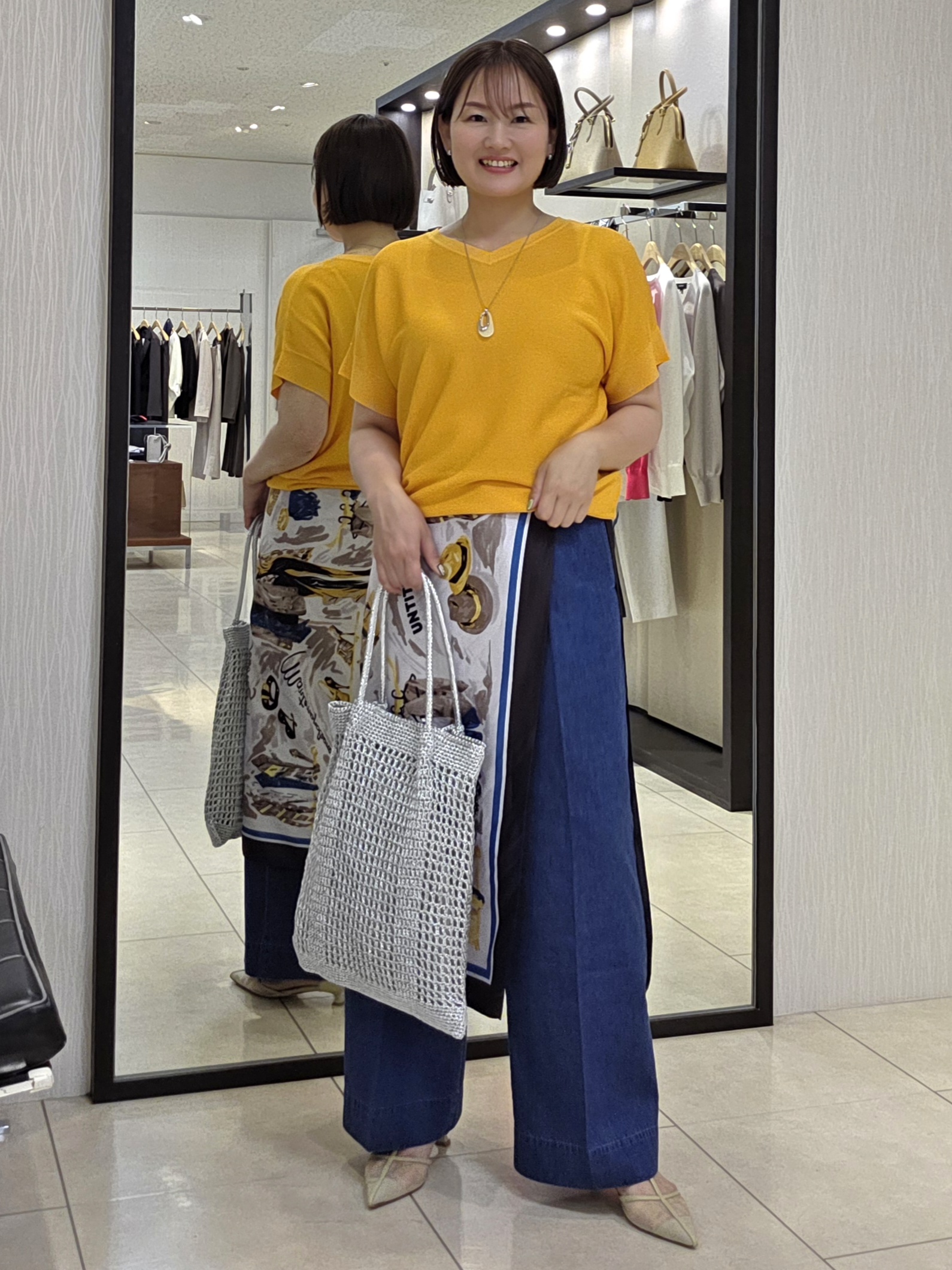 naokoさんの「UNTITLED｜【11色展開/体型カバー】前後2WAYフレンチスリーブニット」を使ったコーディネート