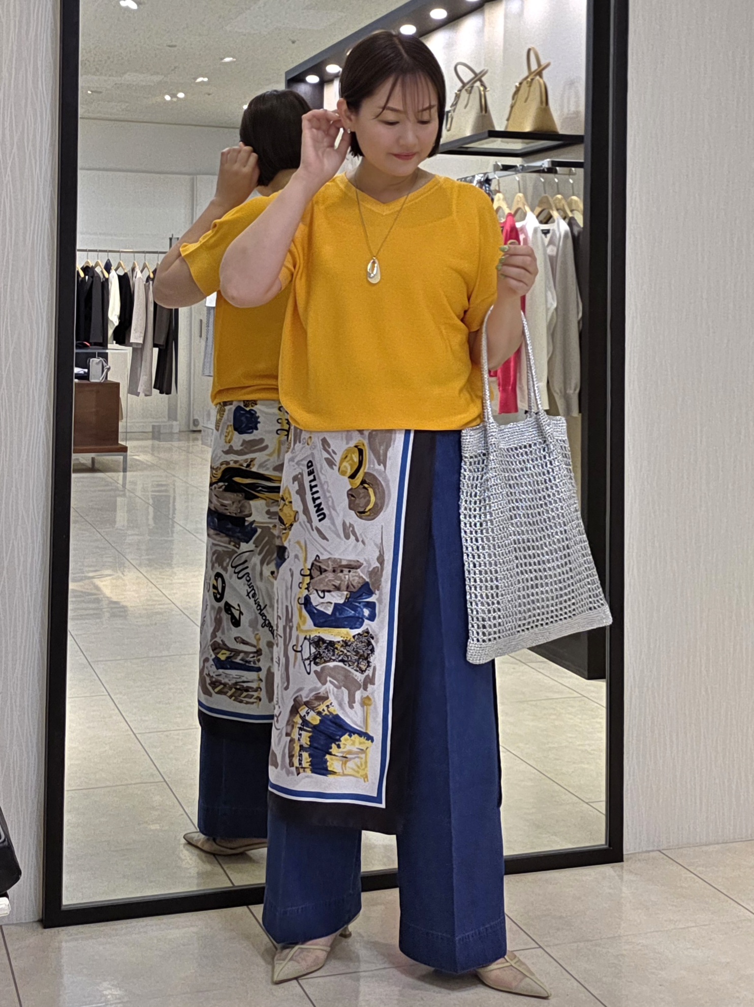 naokoさんの「UNTITLED｜【11色展開/体型カバー】前後2WAYフレンチスリーブニット」を使ったコーディネート