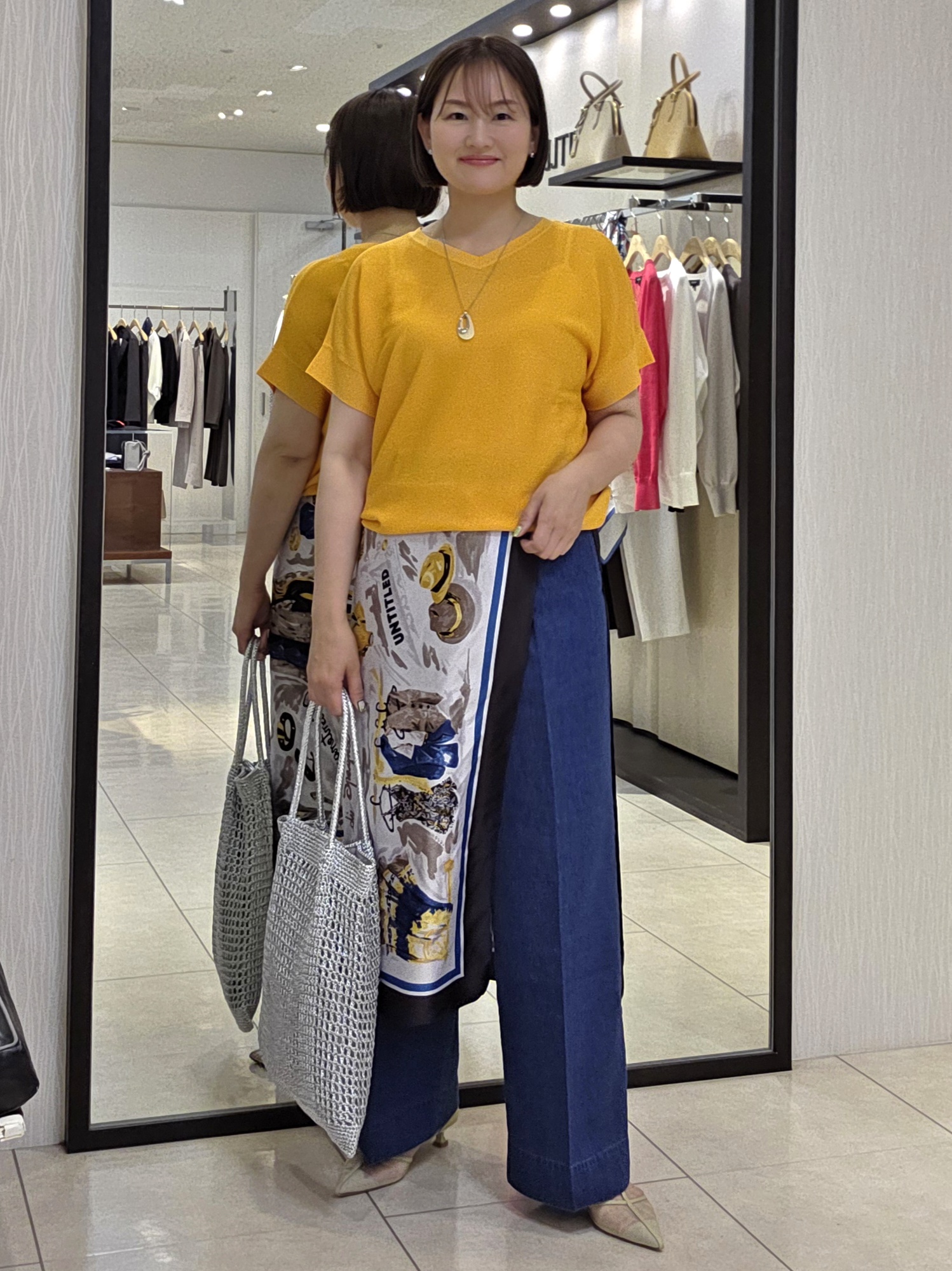 naokoさんの「UNTITLED｜【11色展開/体型カバー】前後2WAYフレンチスリーブニット」を使ったコーディネート