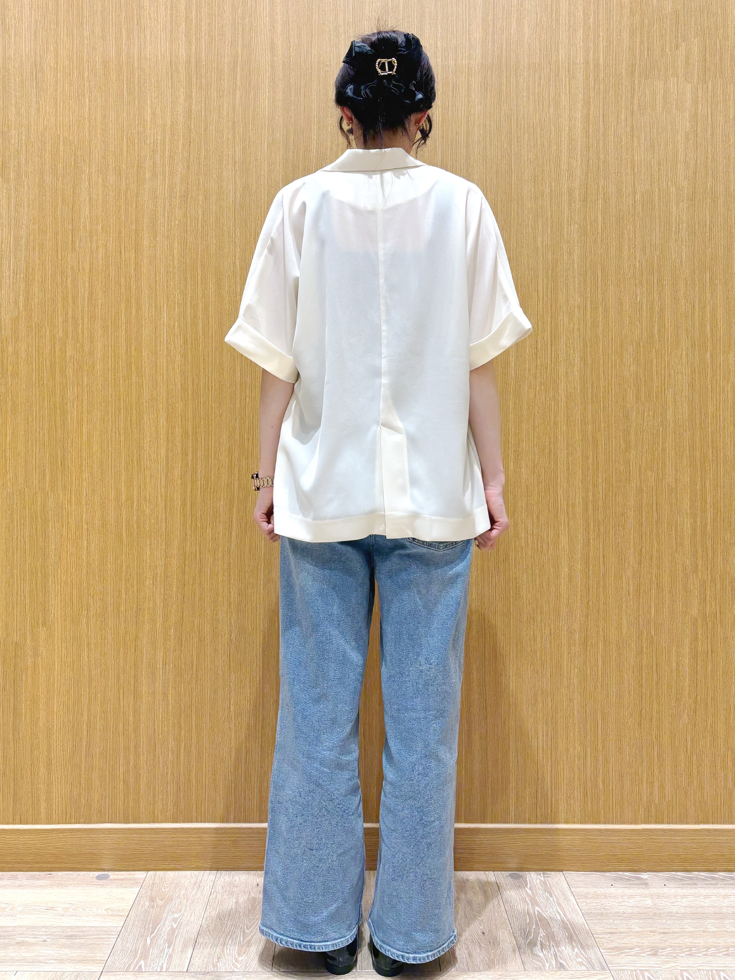 memeさんの「OPAQUE.CLIP｜【接触冷感／吸水速乾／防シワ】リネンライクテーラードジャケット《洗濯機OK》」を使ったコーディネート