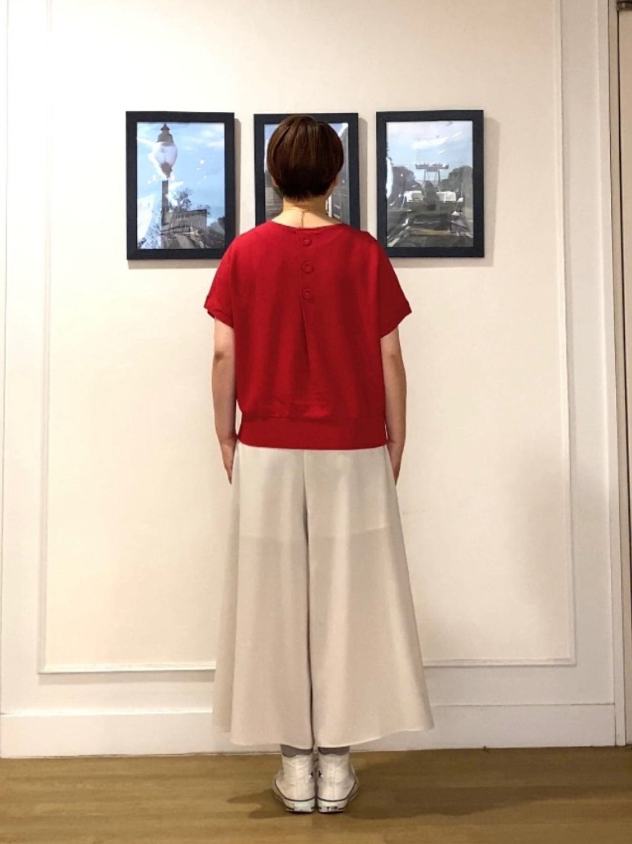 Hiroさんの「Dessin｜【洗える】後ろボタンフレンチスリーブニット」を使ったコーディネート