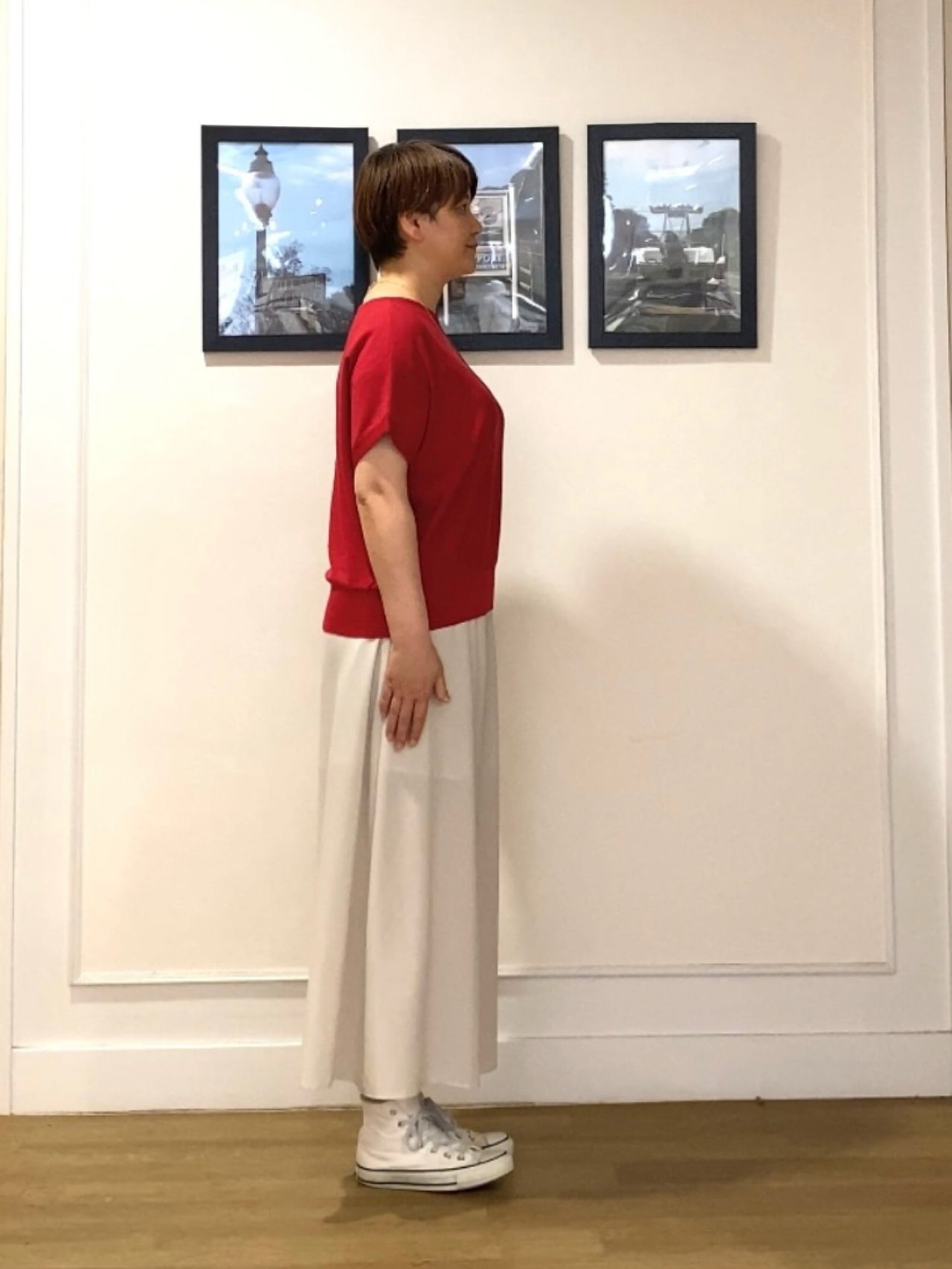 Hiroさんの「Dessin｜【洗える】後ろボタンフレンチスリーブニット」を使ったコーディネート
