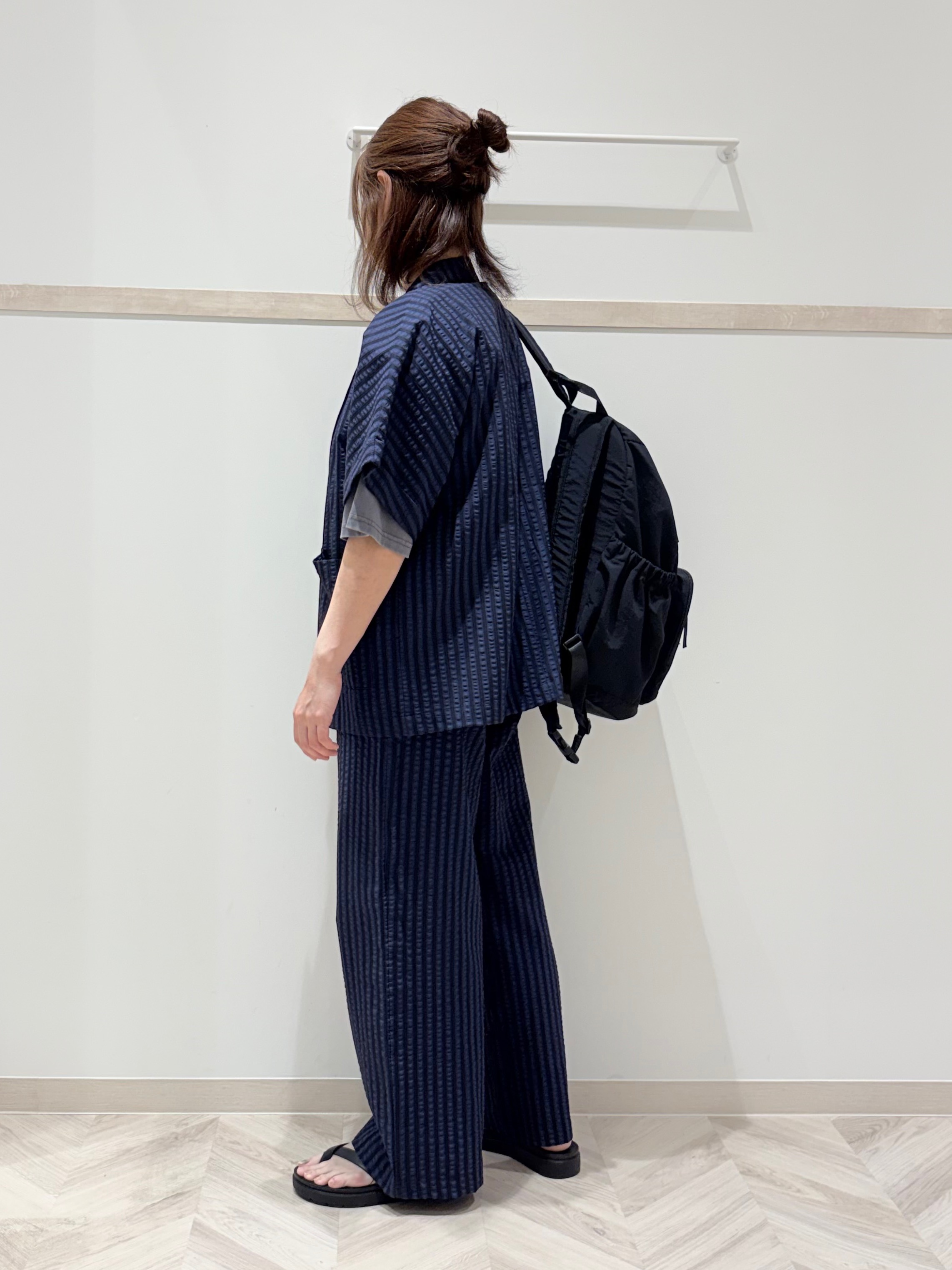 c_h_i_k_aさんの「SHOO･LA･RUE｜【S-LL/吸水速乾/セットアップ可】羽織るだけで主役になる サッカーストライプシャツジャケット」を使ったコーディネート