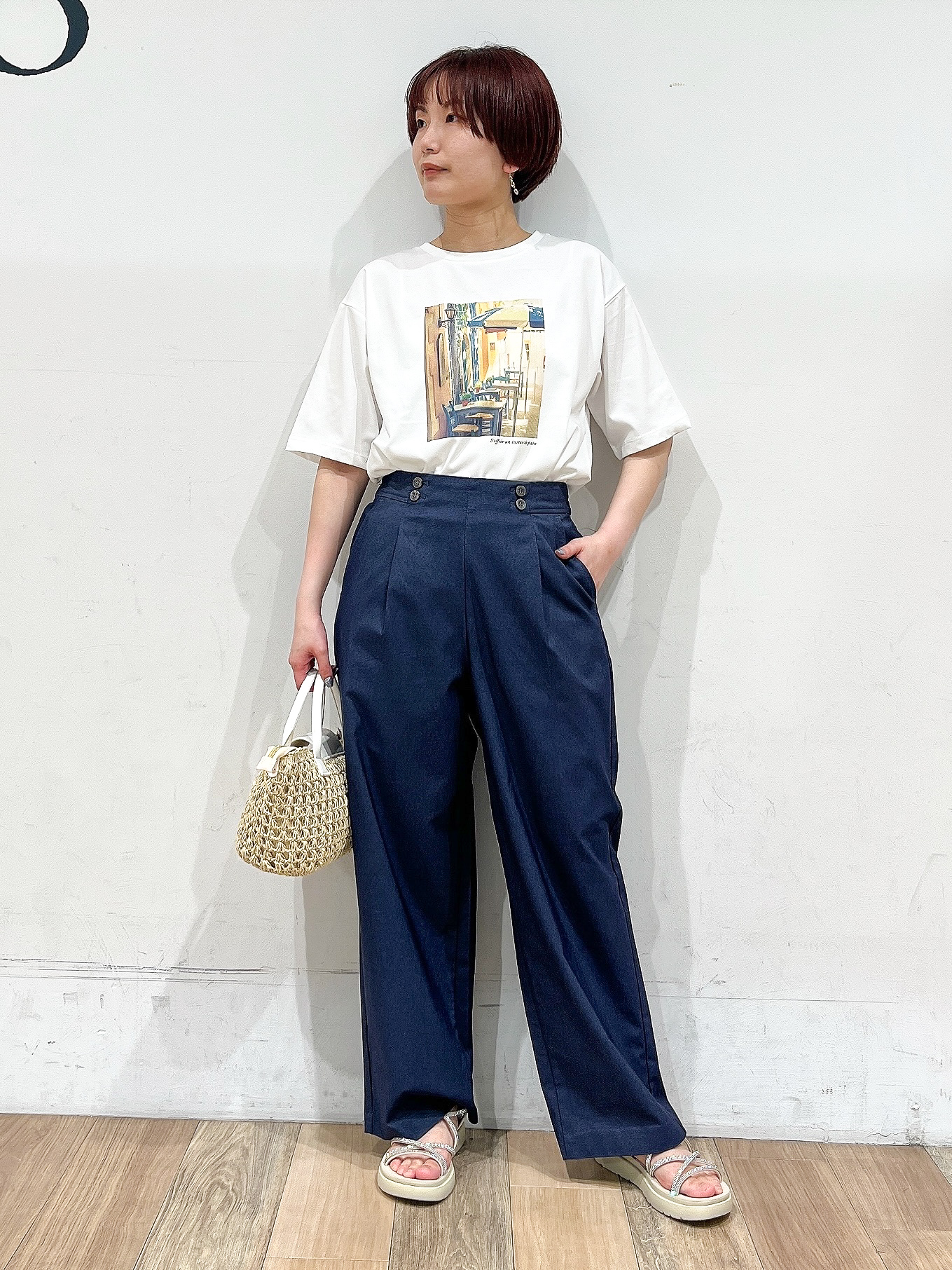 山さんさんの「grove｜高評価！【洗える/名品】大人の透け感、シアーカーディガン」を使ったコーディネート