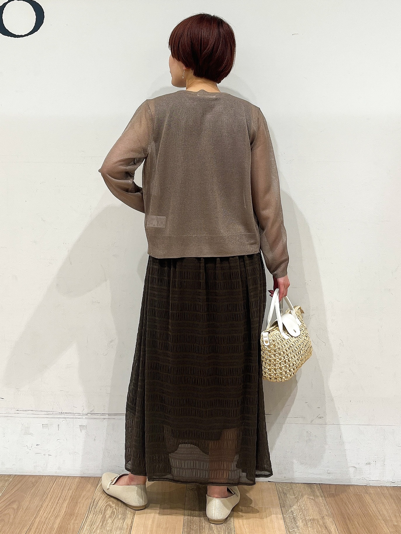 山さんさんの「grove｜高評価！【洗える/名品】大人の透け感、シアーカーディガン」を使ったコーディネート