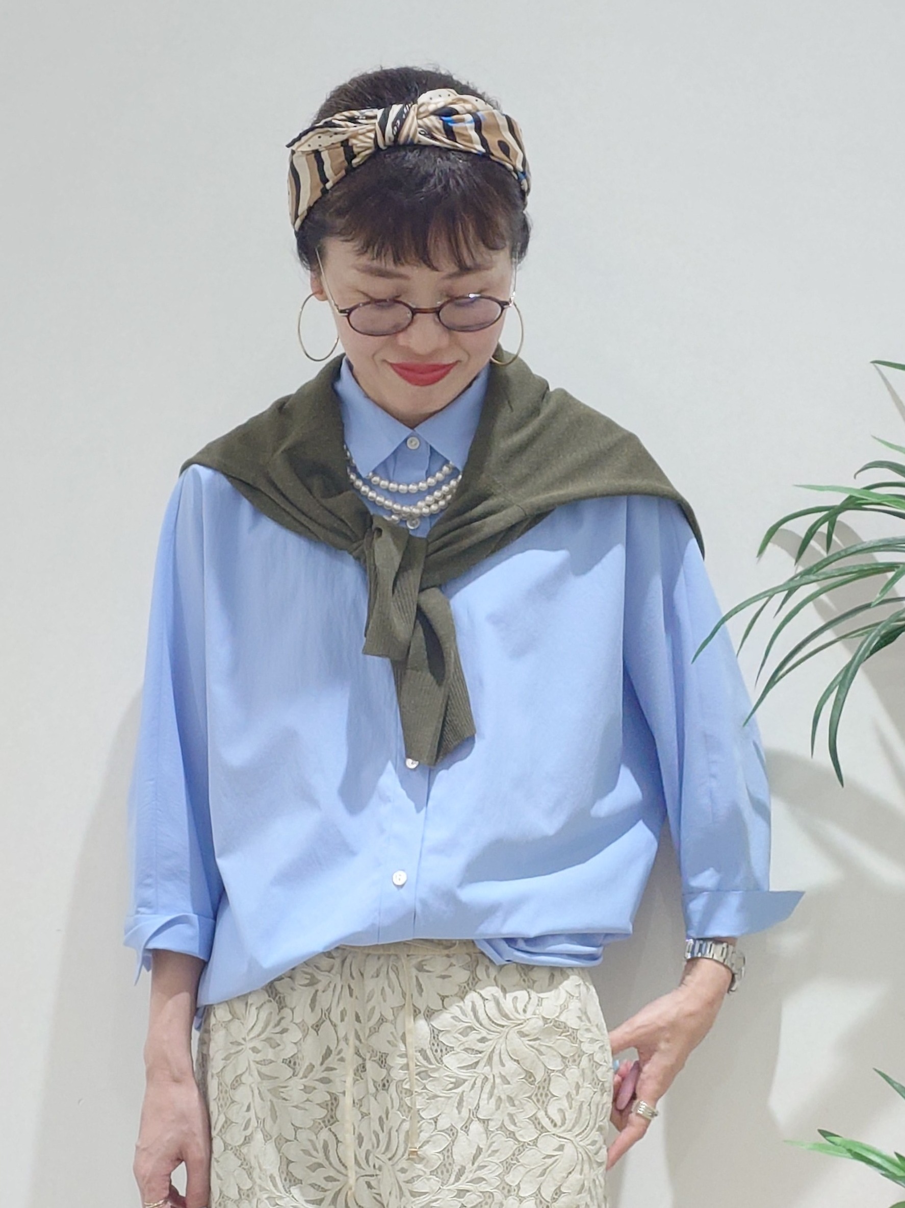 MUTSUKOさんの「UNTITLED｜【接触冷感/吸水速乾/UVカット】ドルマンスリーブシャツ」を使ったコーディネート