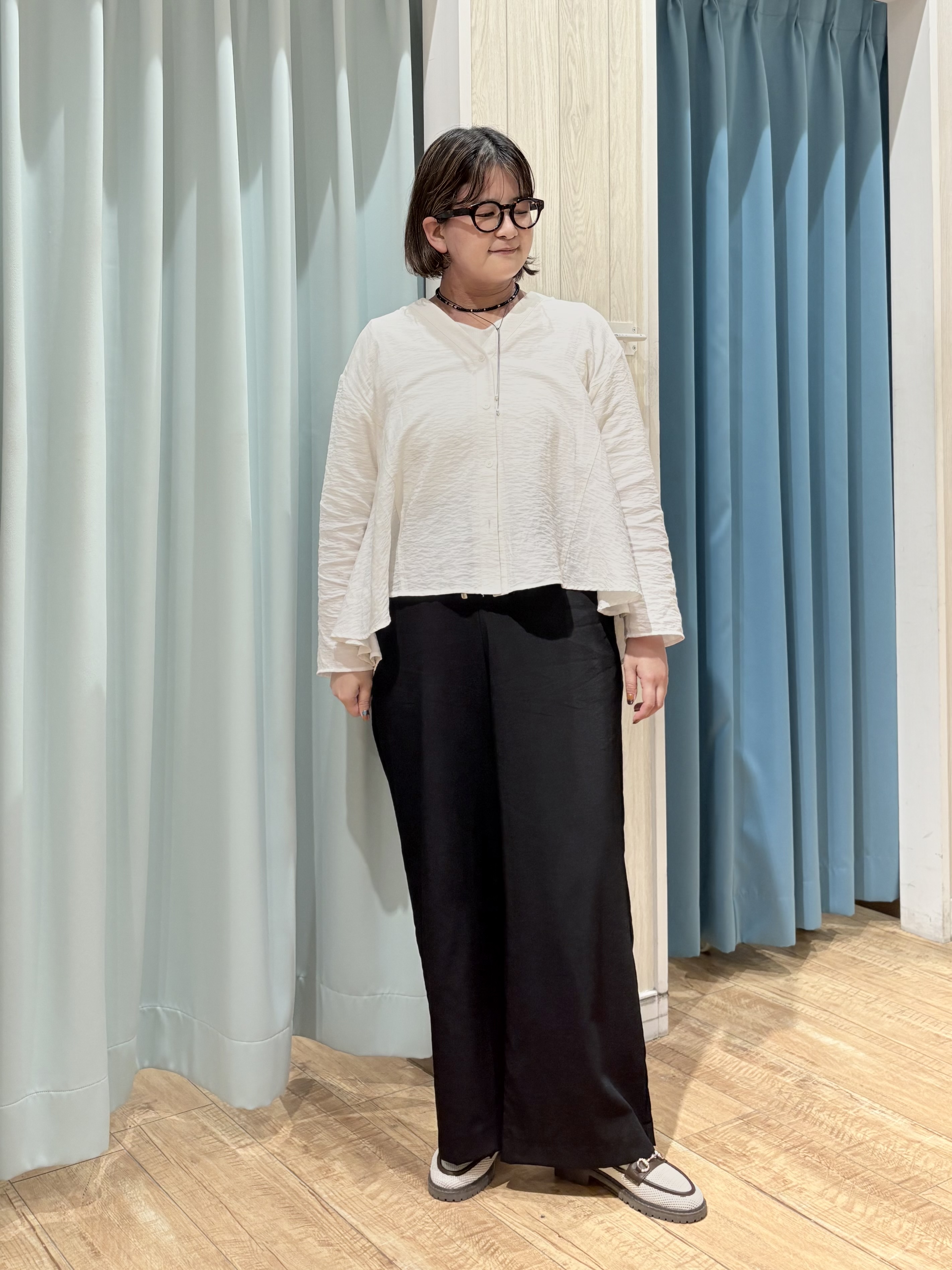 砂糖さんの「SHOO･LA･RUE｜【ネックアソート/洗濯機可】テレコ5分袖トップス」を使ったコーディネート