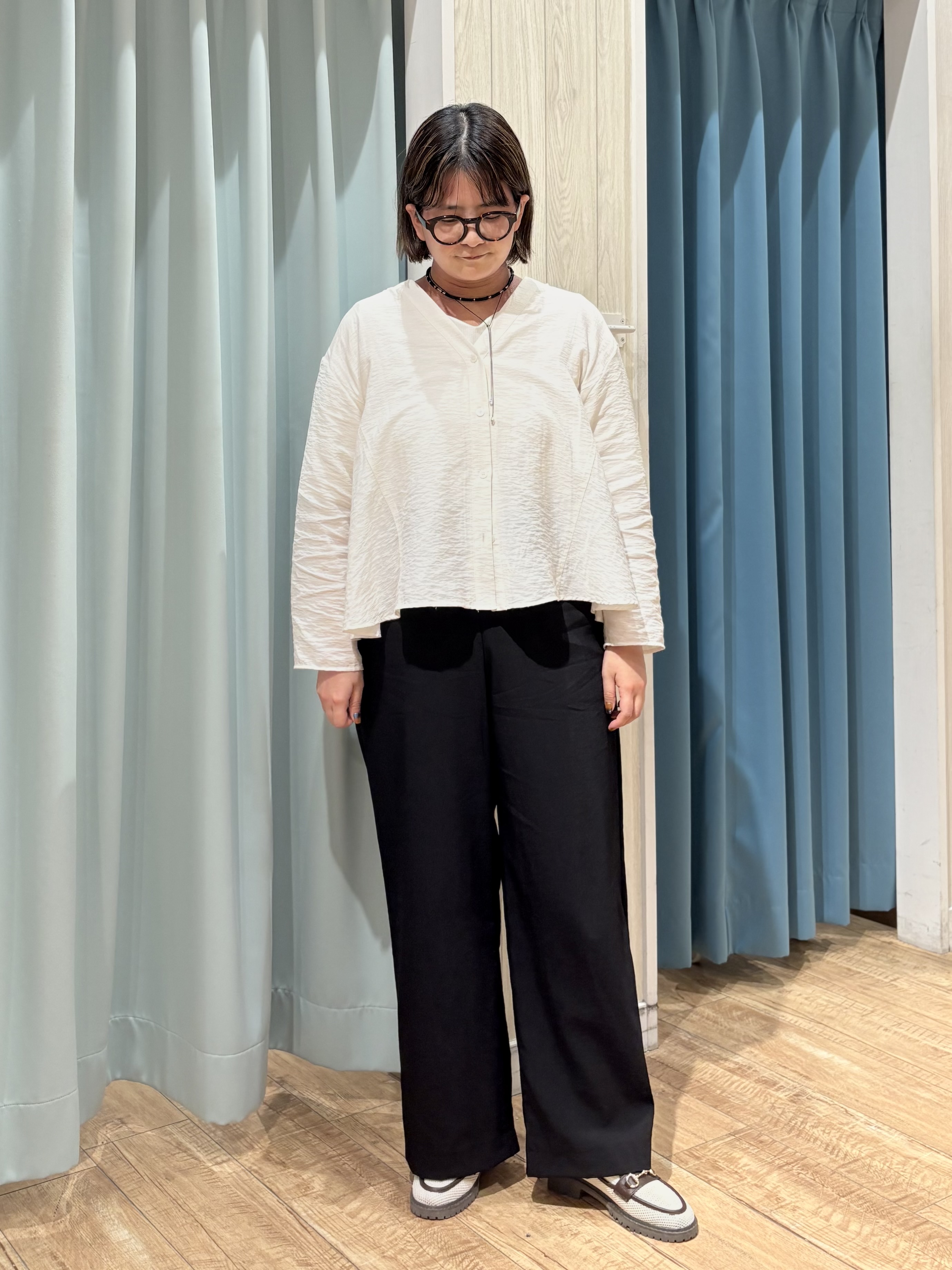 砂糖さんの「SHOO･LA･RUE｜【ネックアソート/洗濯機可】テレコ5分袖トップス」を使ったコーディネート