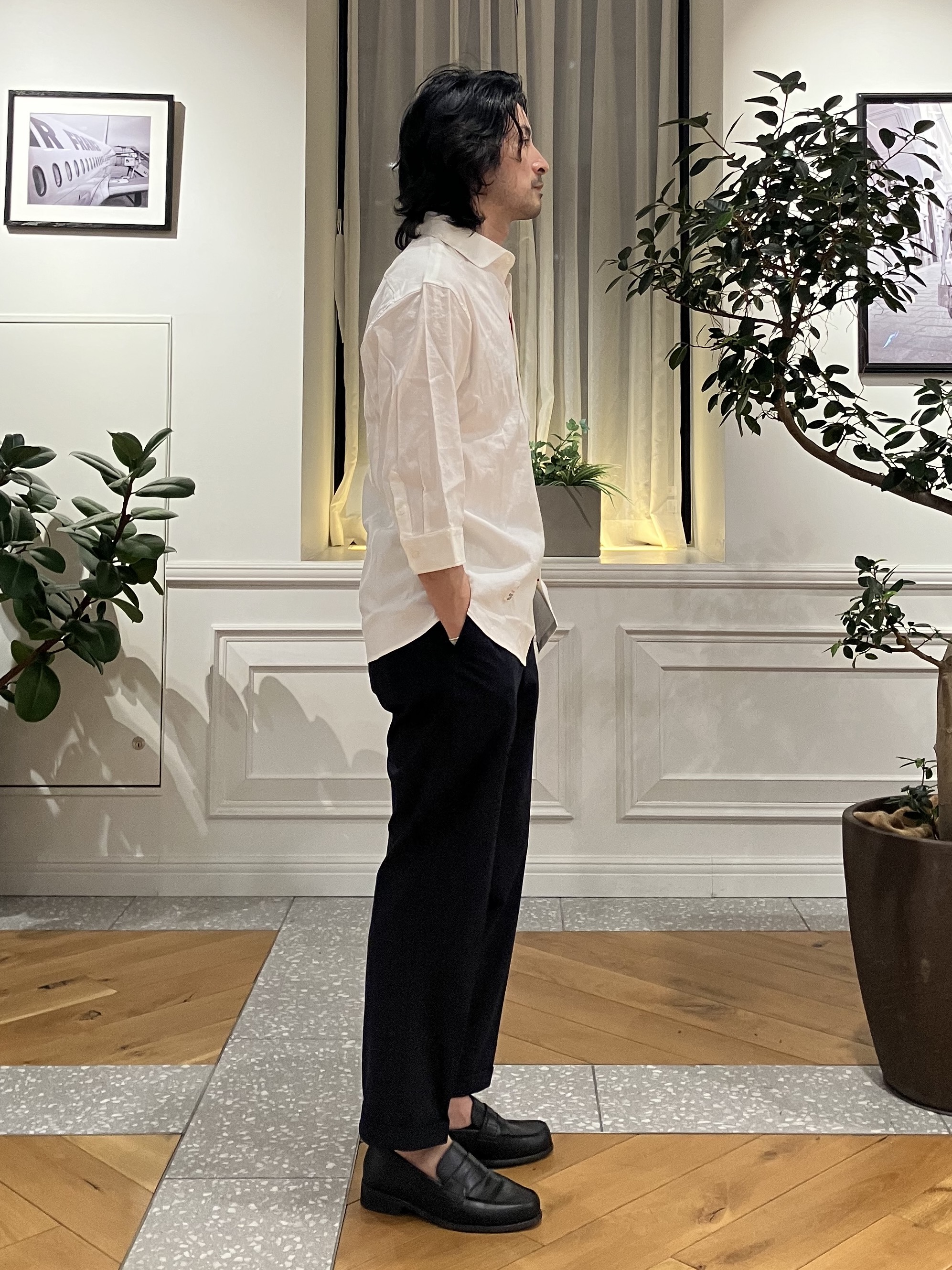 junyaさんの「DRESSTERIOR｜バイオリネン スリークオーターシャツ」を使ったコーディネート