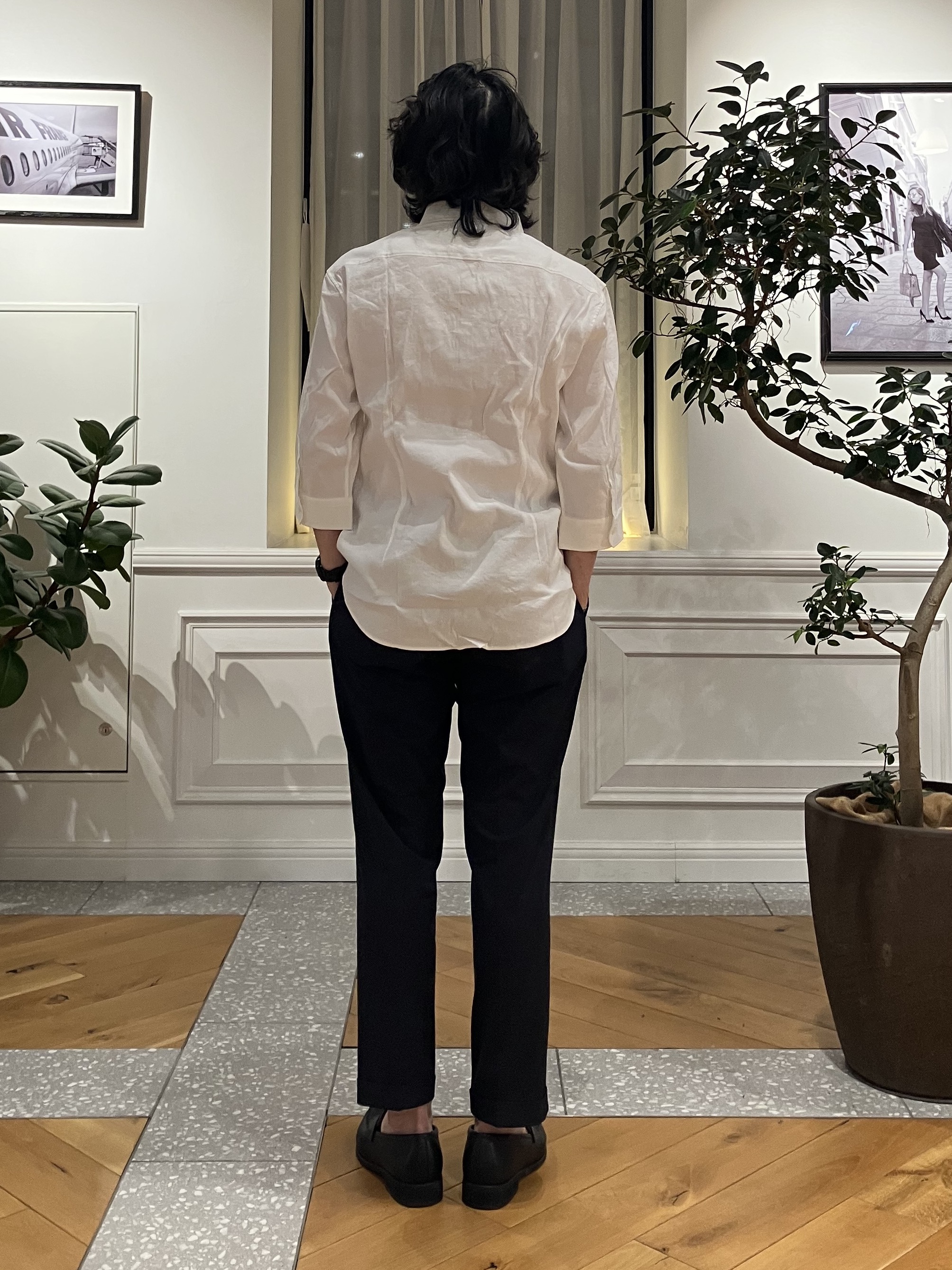 junyaさんの「DRESSTERIOR｜バイオリネン スリークオーターシャツ」を使ったコーディネート