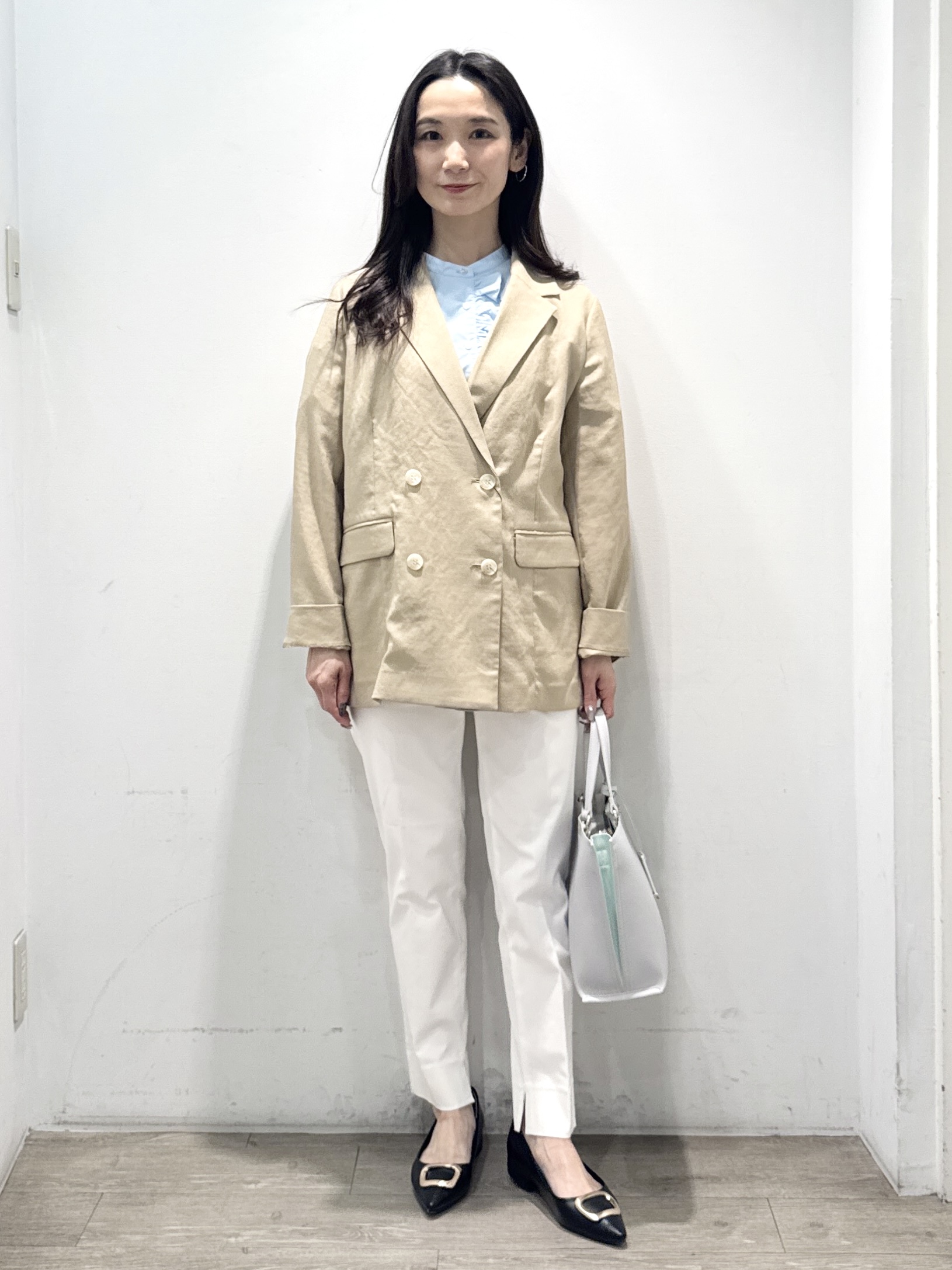 yuicciさんの「OPAQUE.CLIP｜【UV／接触冷感】ダブルブレストジャケット《防シワ加工／洗える》」を使ったコーディネート
