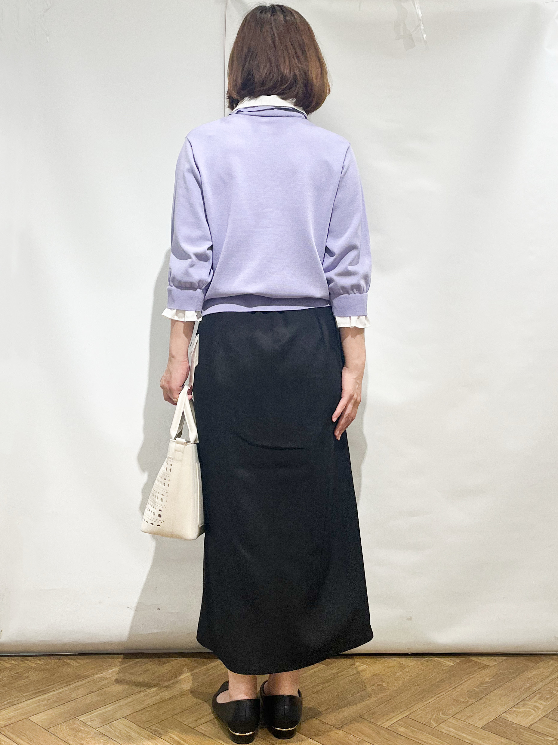 fumiさんの「index｜シャツレイヤード風ポロニット【洗濯機OK】」を使ったコーディネート