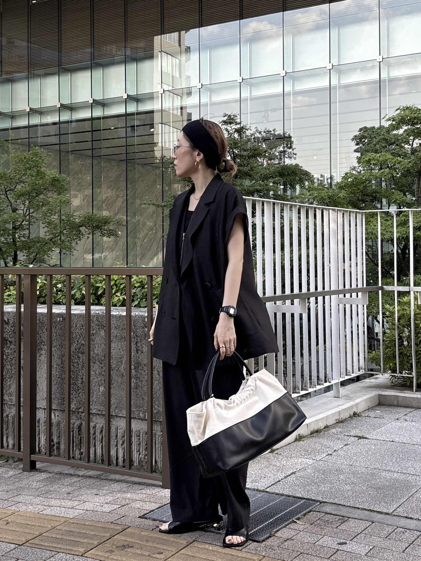 kotakiさんの「INDIVI｜ワッシャーシアー半袖ダブルジャケット」を使ったコーディネート