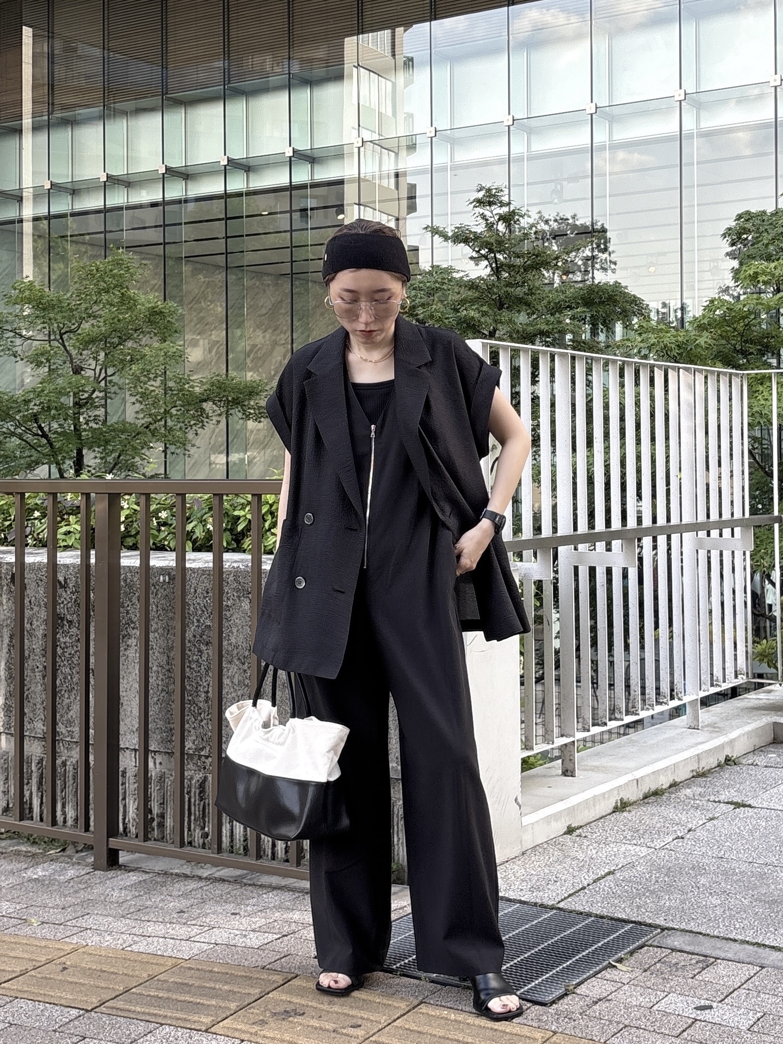 kotakiさんの「INDIVI｜ワッシャーシアー半袖ダブルジャケット」を使ったコーディネート