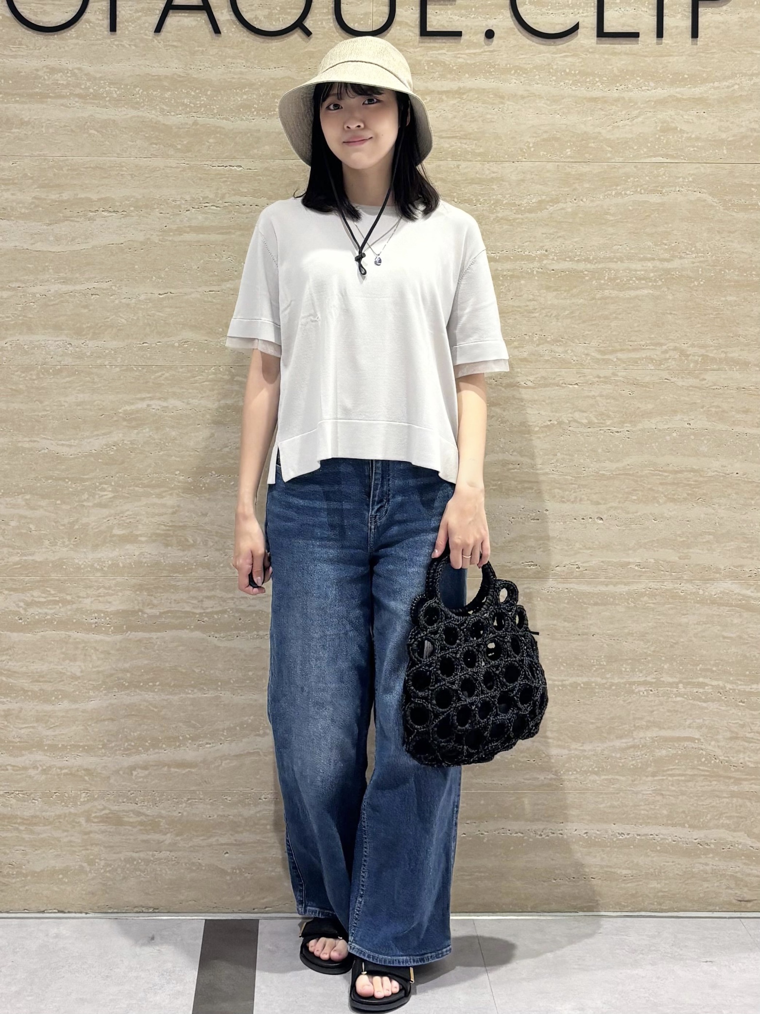Ririkaさんの「OPAQUE.CLIP｜【UV／接触冷感／抗ピル】シアー＆レイヤード風さらりニット《洗濯機OK》」を使ったコーディネート