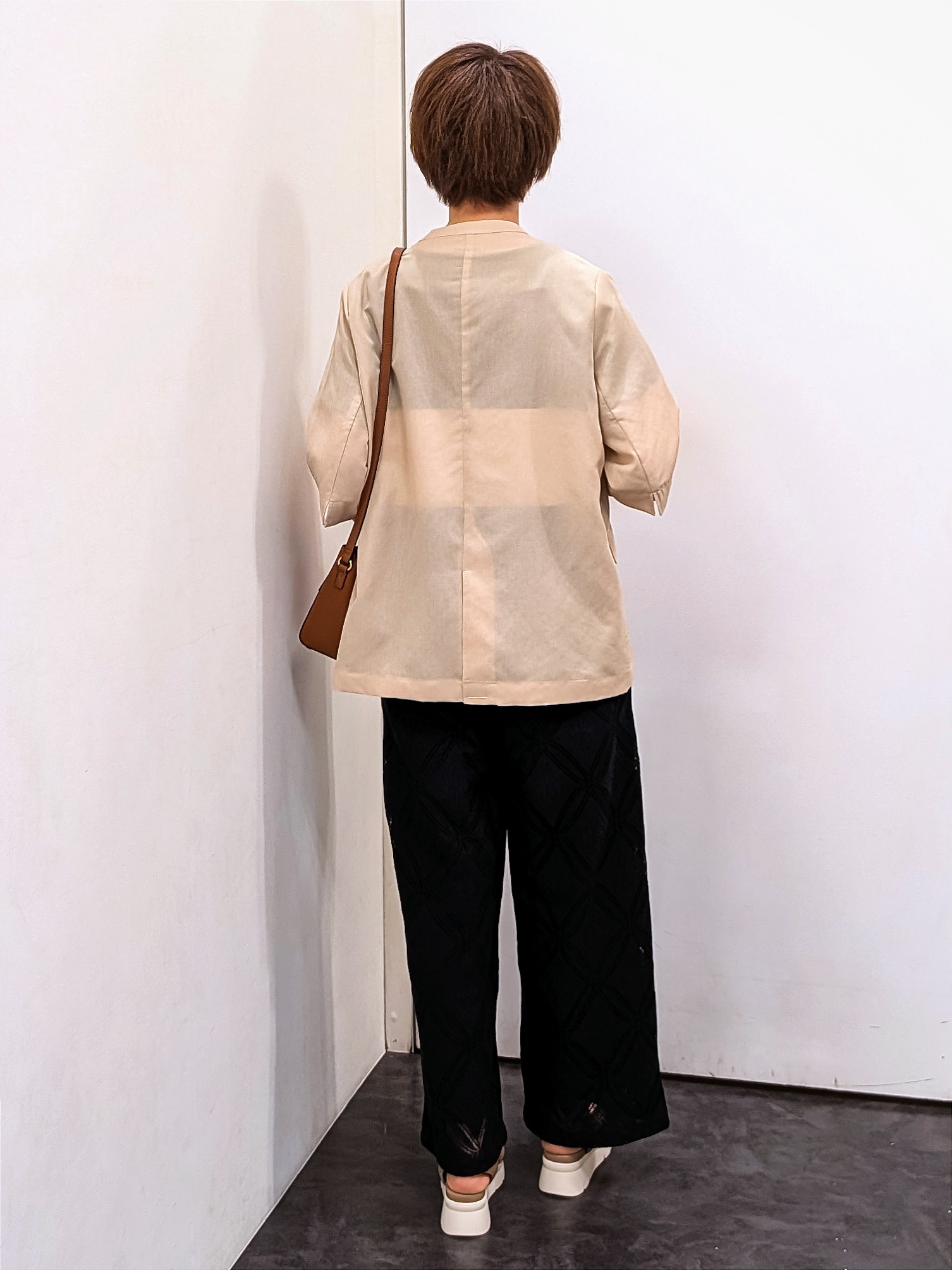 やまちゃんさんの「grove｜【洗濯機OK/ひんやり】軽く羽織れるハーフスリーブジャケット」を使ったコーディネート